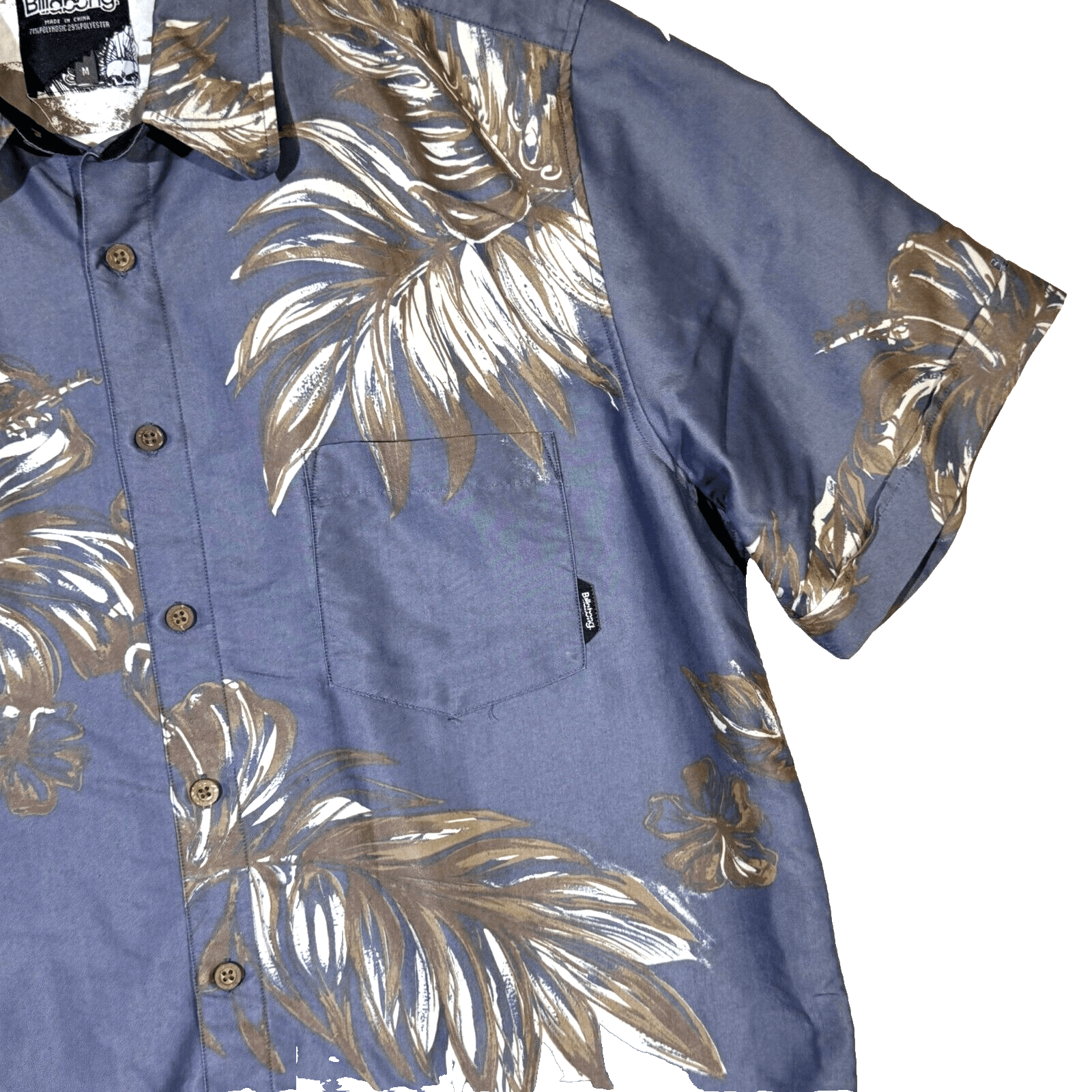 Billabong Men’s Shirt Medium Gray Floral Button-Up Short Sleeve Casual - Thumbnail 6