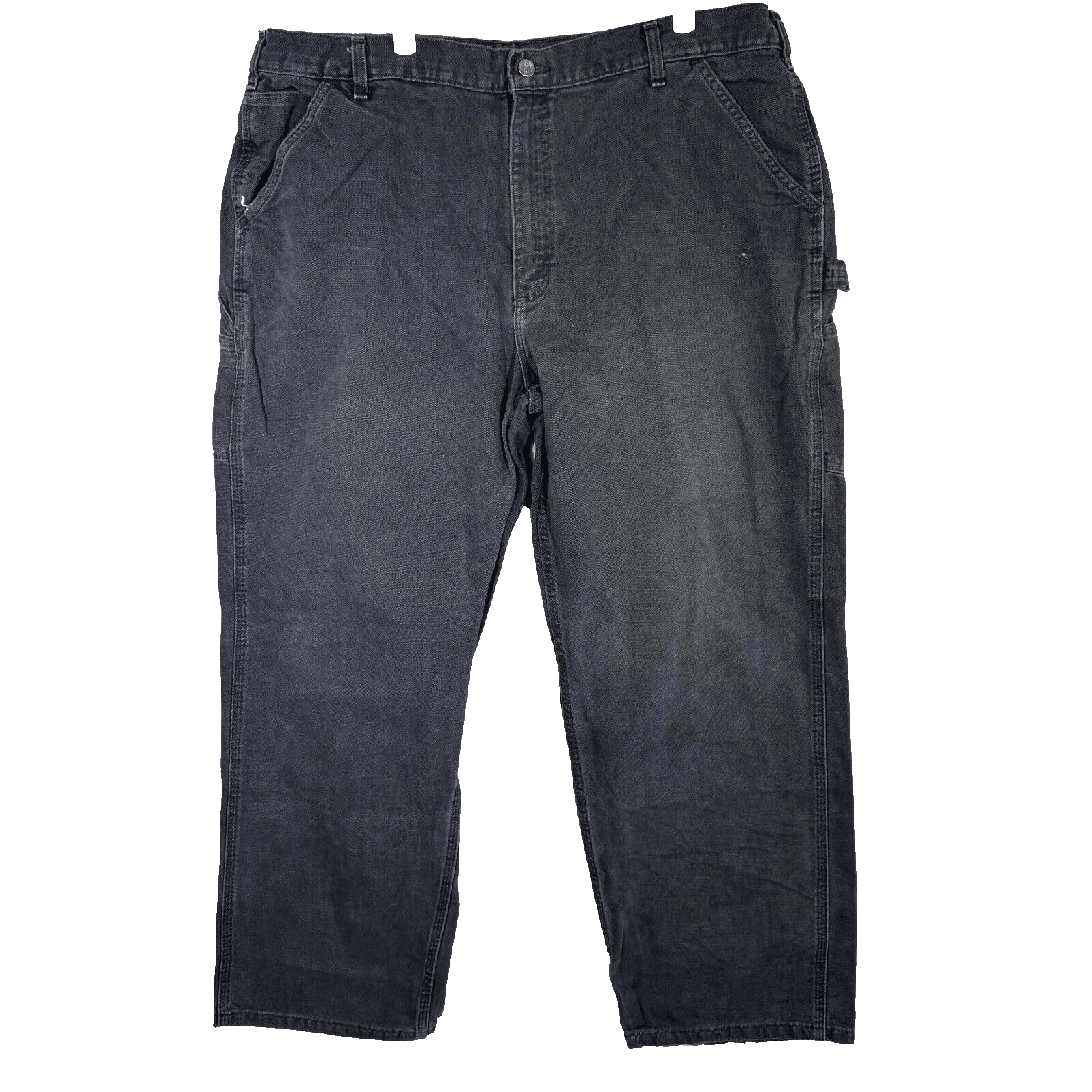 Carhartt Men’s Carpenter Jeans 42x32 Black Denim Frayed Hem Straight Leg - Image 1