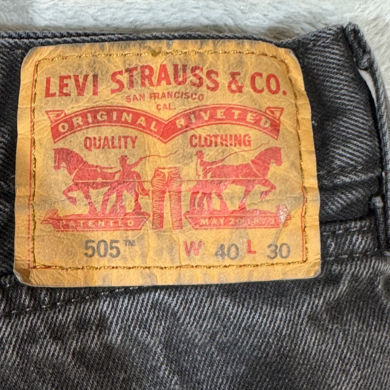 Levi's 505 Men's Jeans 40x30 Black Denim Regular Fit Straight Leg - Thumbnail 3