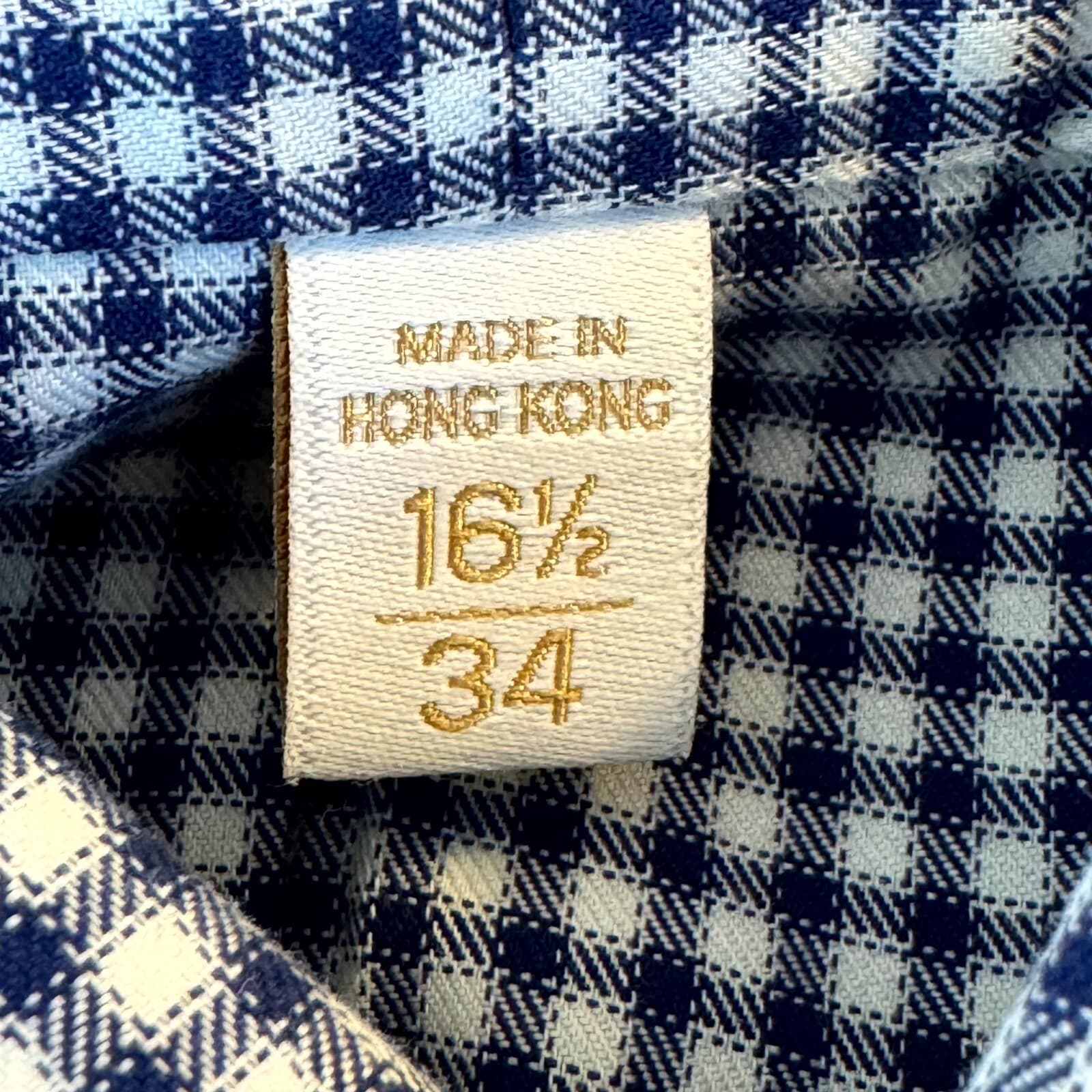 Gold Label Men’s Dress Shirt 16.5×34 Blue Check Fitted 100% Cotton Formal - Thumbnail 12