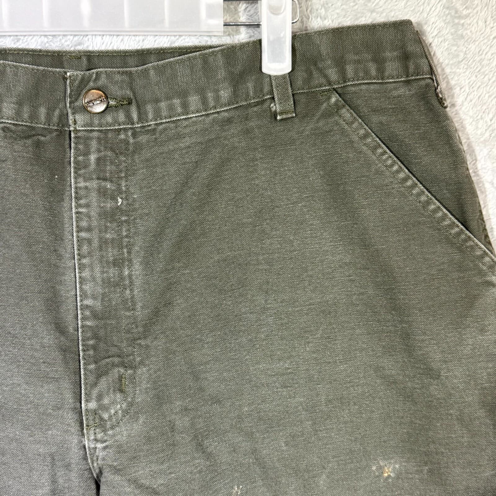 Carhartt Men’s Carpenter Jeans 40x29 Green Denim High-Rise Straight Leg Work - Thumbnail 4