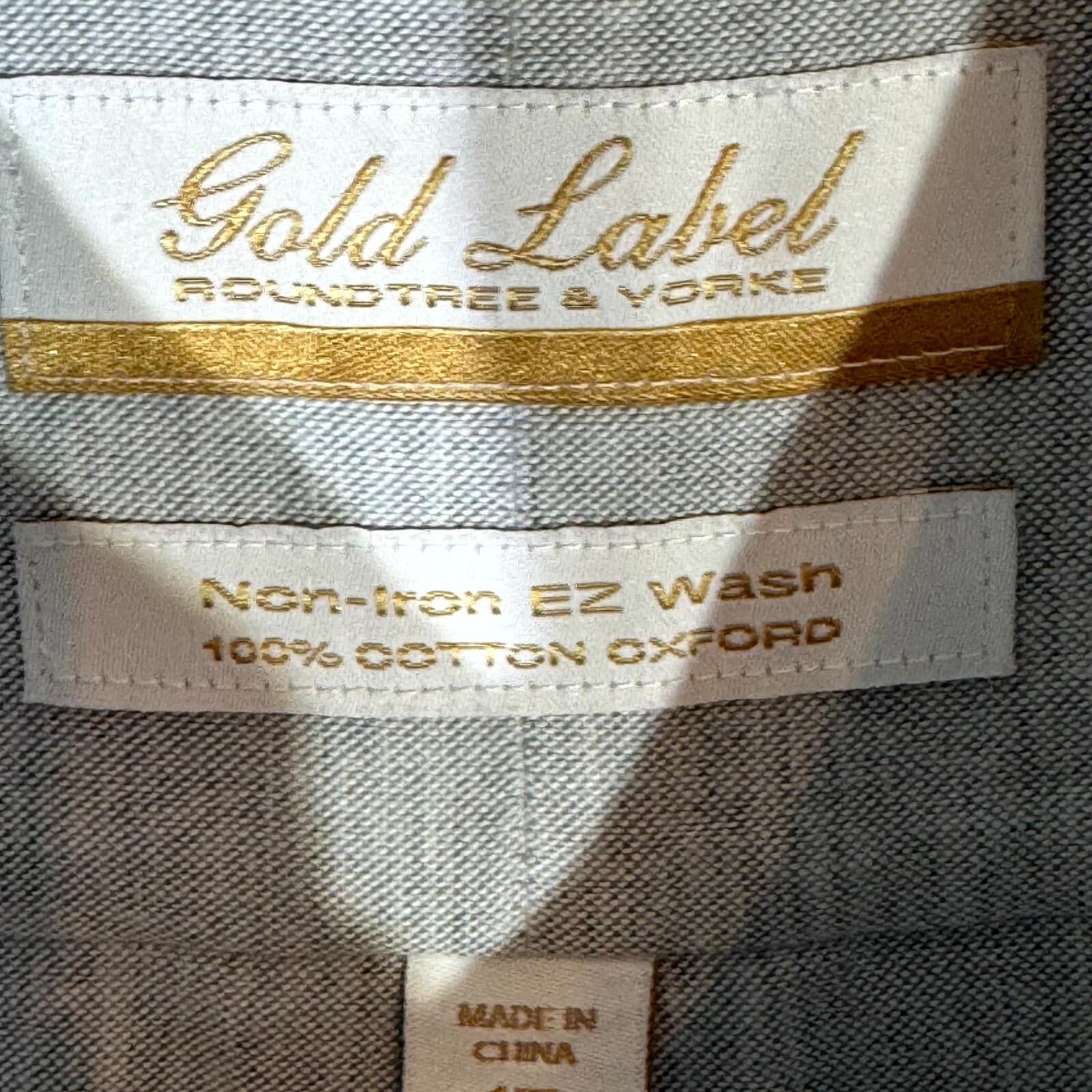 Gold Label Men’s Dress Shirt 17×35 Blue 100% Cotton Long Sleeve Formal - Thumbnail 8