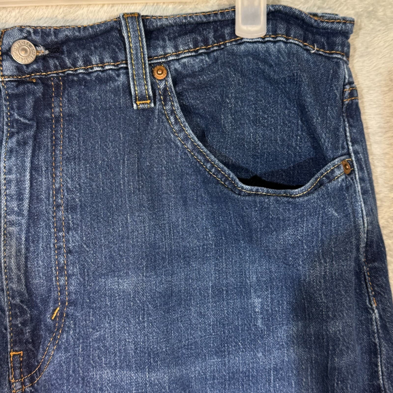 Levi’s 502 Men’s Jeans 38x30 Blue Denim Stretch Mid-Rise Straight Leg - Thumbnail 4