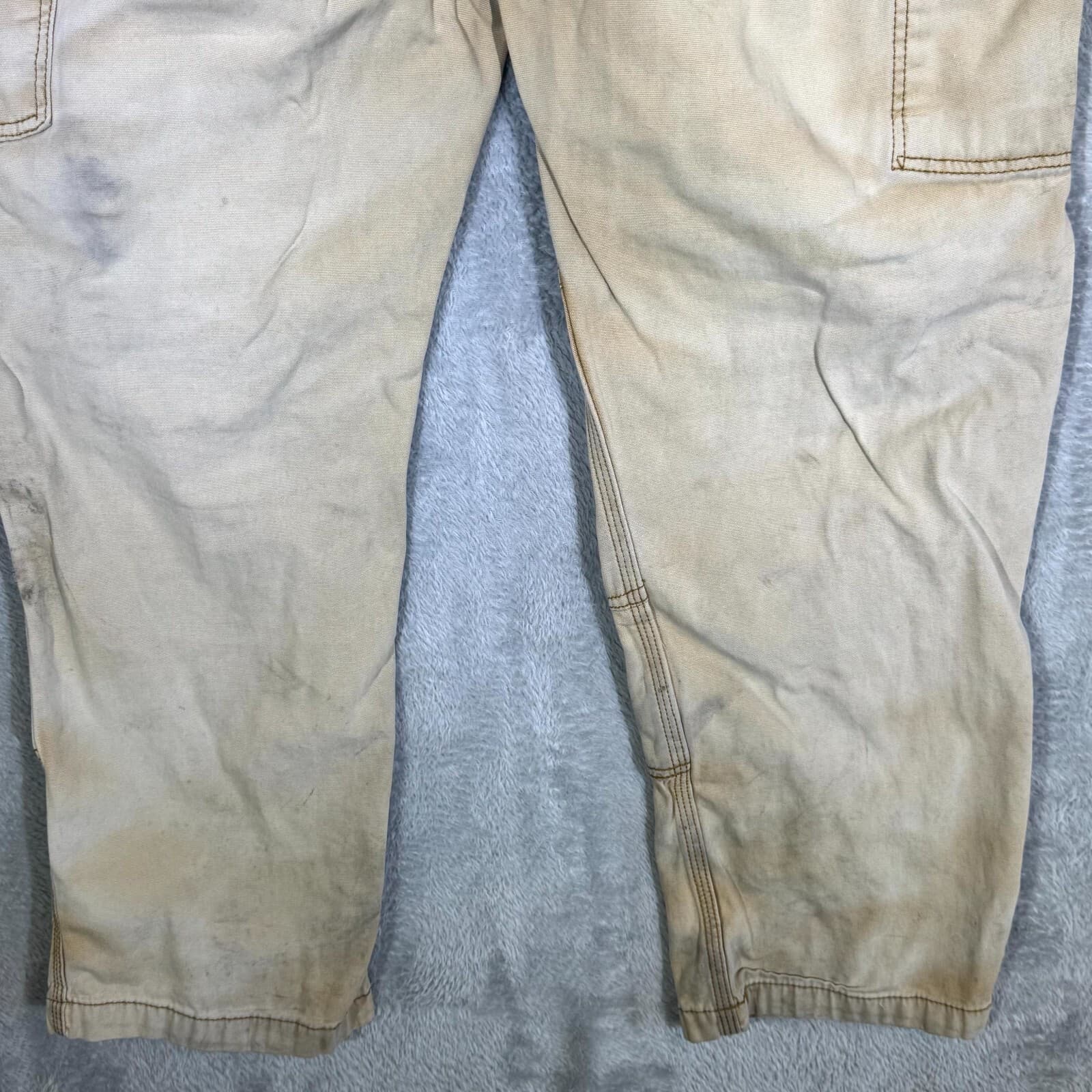 Carhartt Work Pants Men’s 40x30 Tan Stretch Relaxed Fit Canvas Utility Workwear - Thumbnail 9