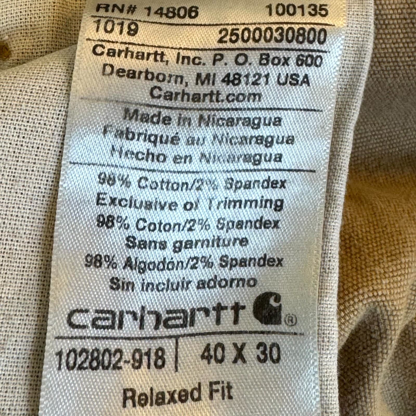 Carhartt Work Pants Men’s 40x30 Tan Stretch Relaxed Fit Canvas Utility Workwear - Thumbnail 14