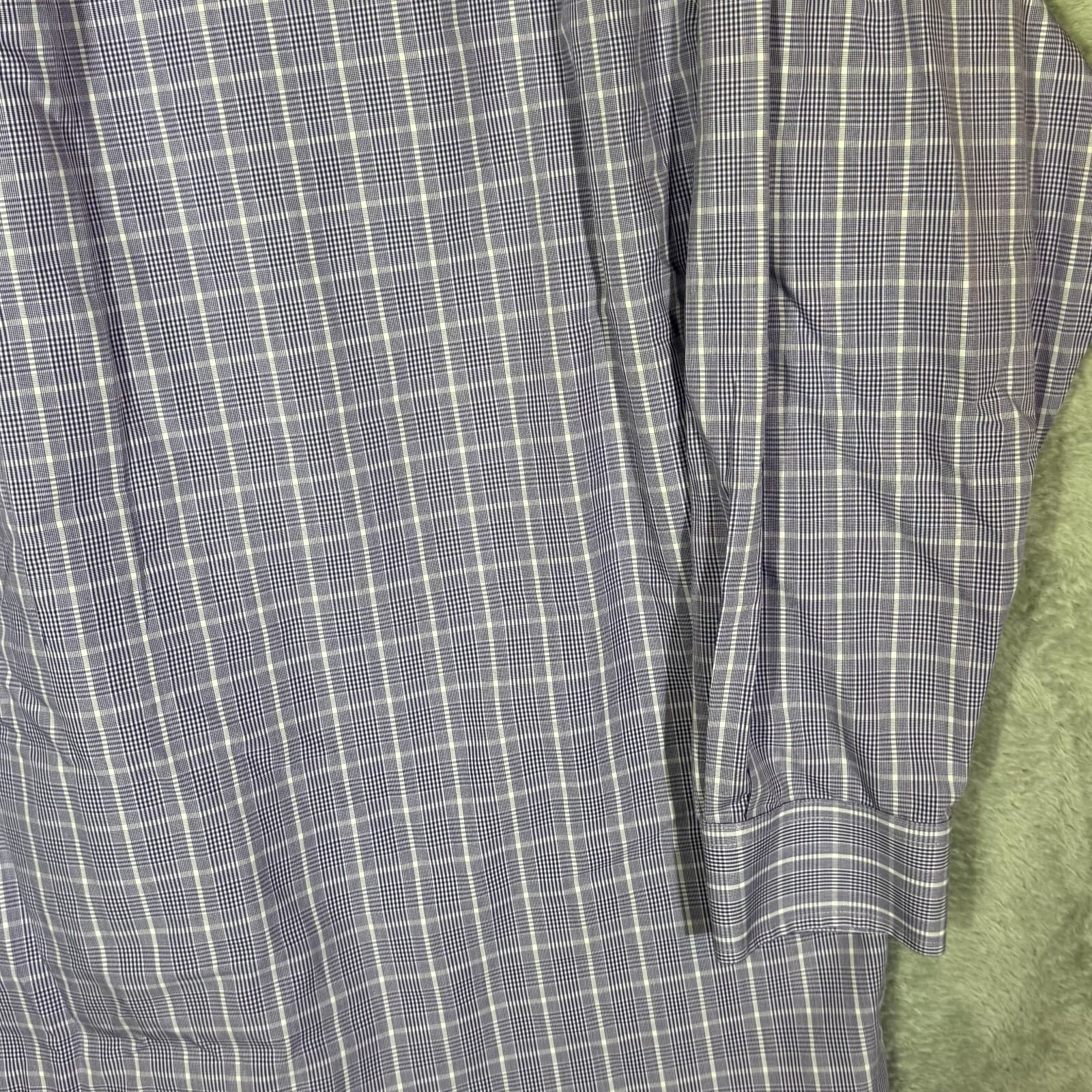 Gold Label Men’s Dress Shirt 17×35 Purple Plaid Cotton Long Sleeve Oxford - Thumbnail 11