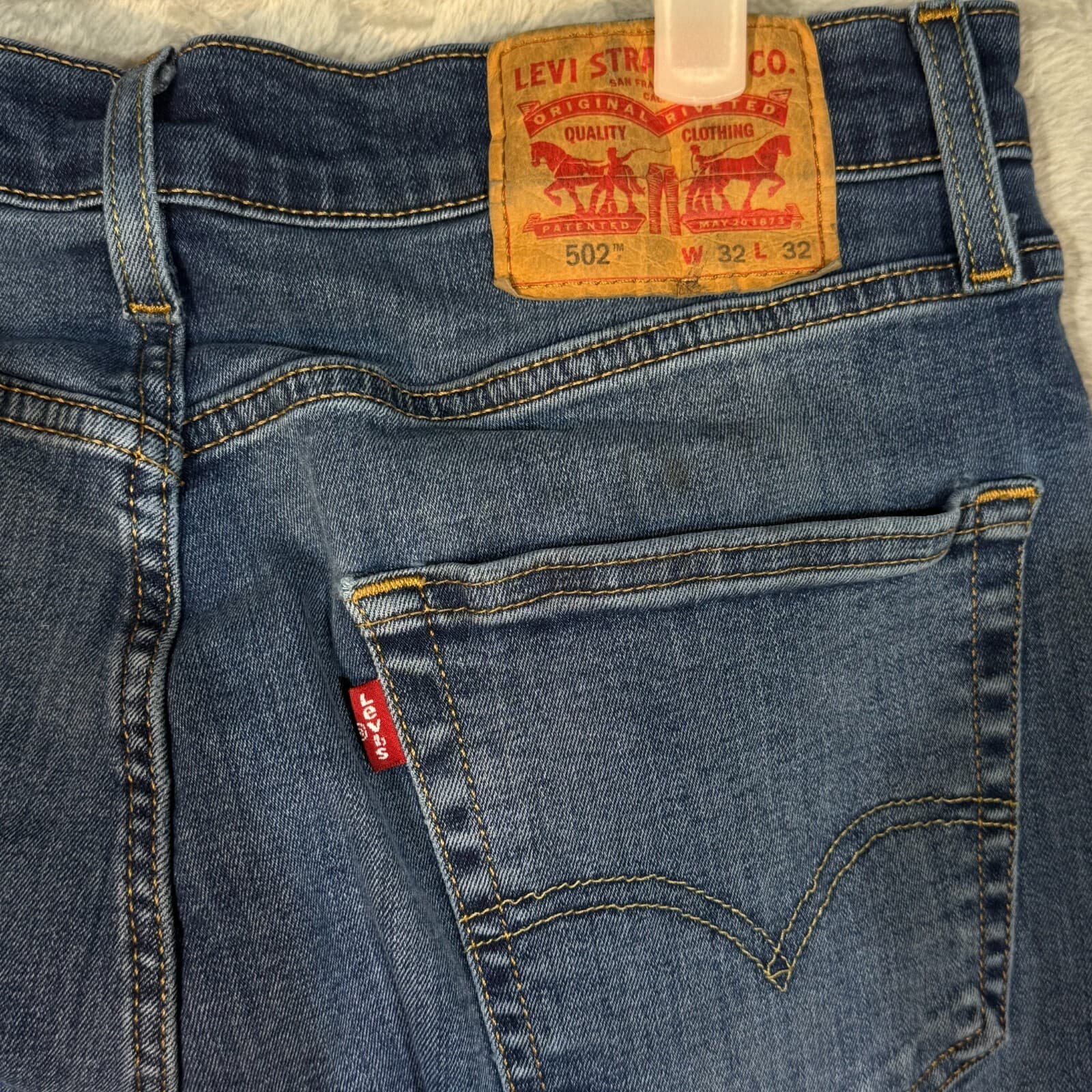 Levi’s 502 Men’s Jeans 32x32 Blue Denim Stretch Mid-Rise Straight Leg - Thumbnail 10