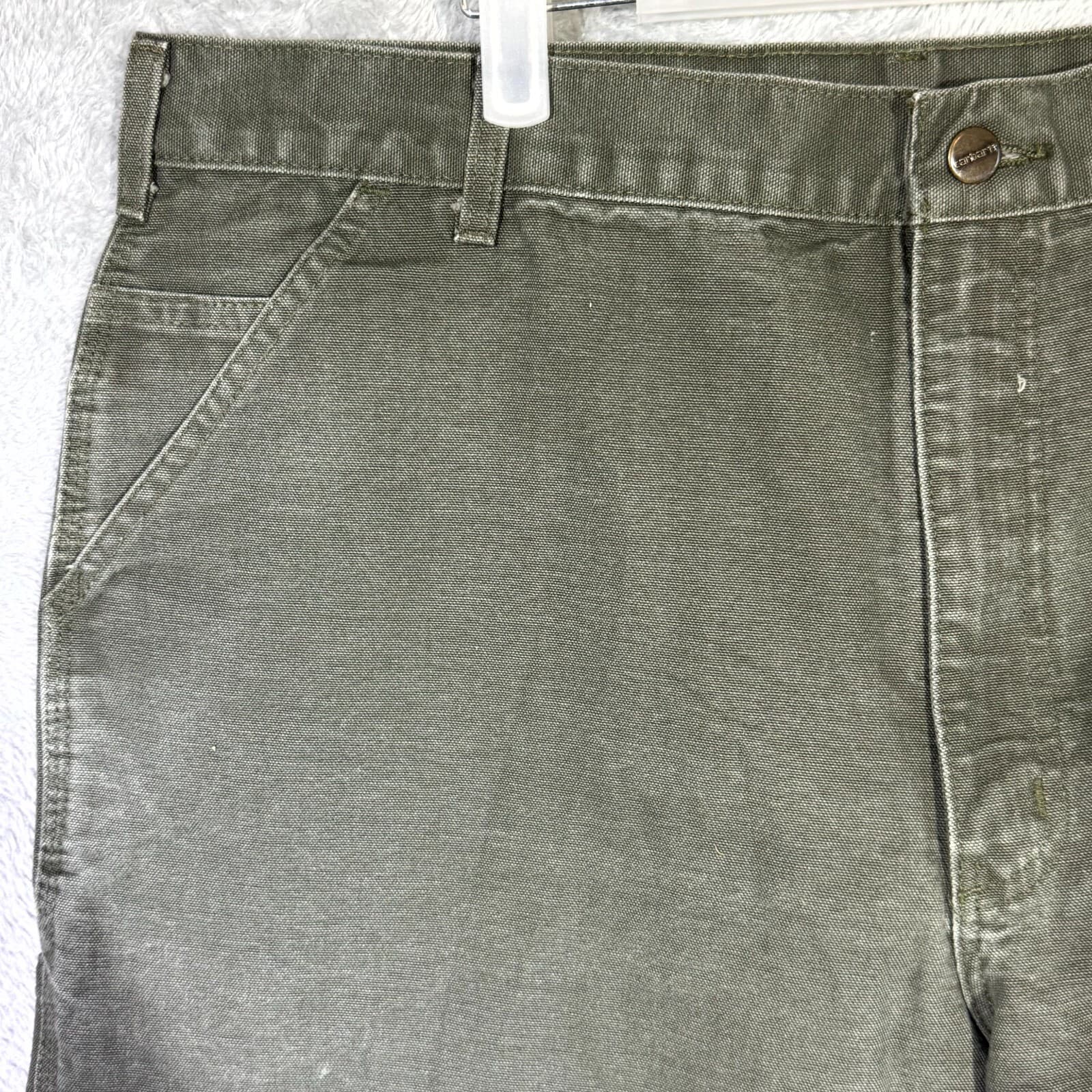 Carhartt Men’s Carpenter Jeans 40x29 Green Denim High-Rise Straight Leg Work - Thumbnail 3