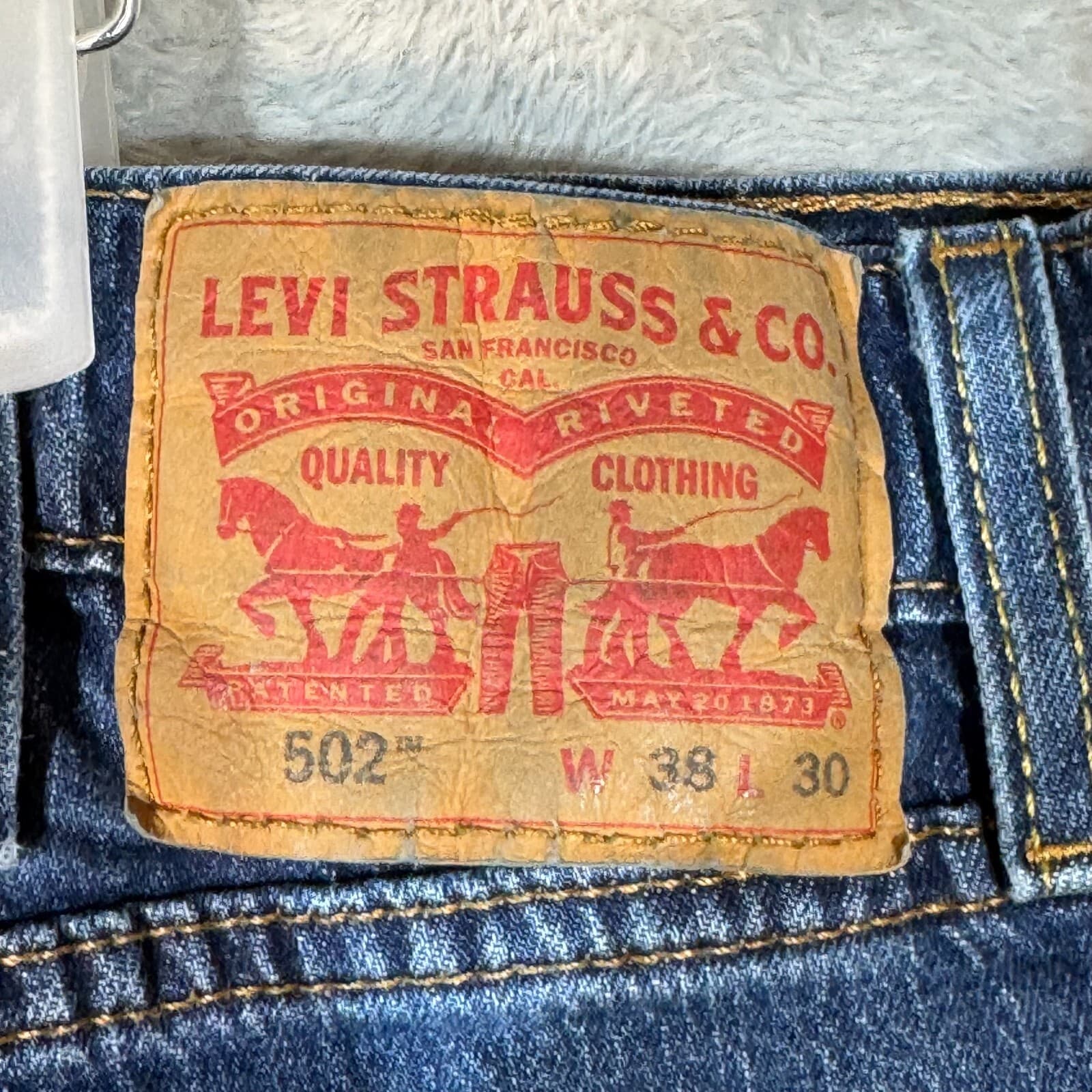 Levi’s 502 Men’s Jeans 38x30 Blue Denim Stretch Mid-Rise Straight Leg - Thumbnail 10