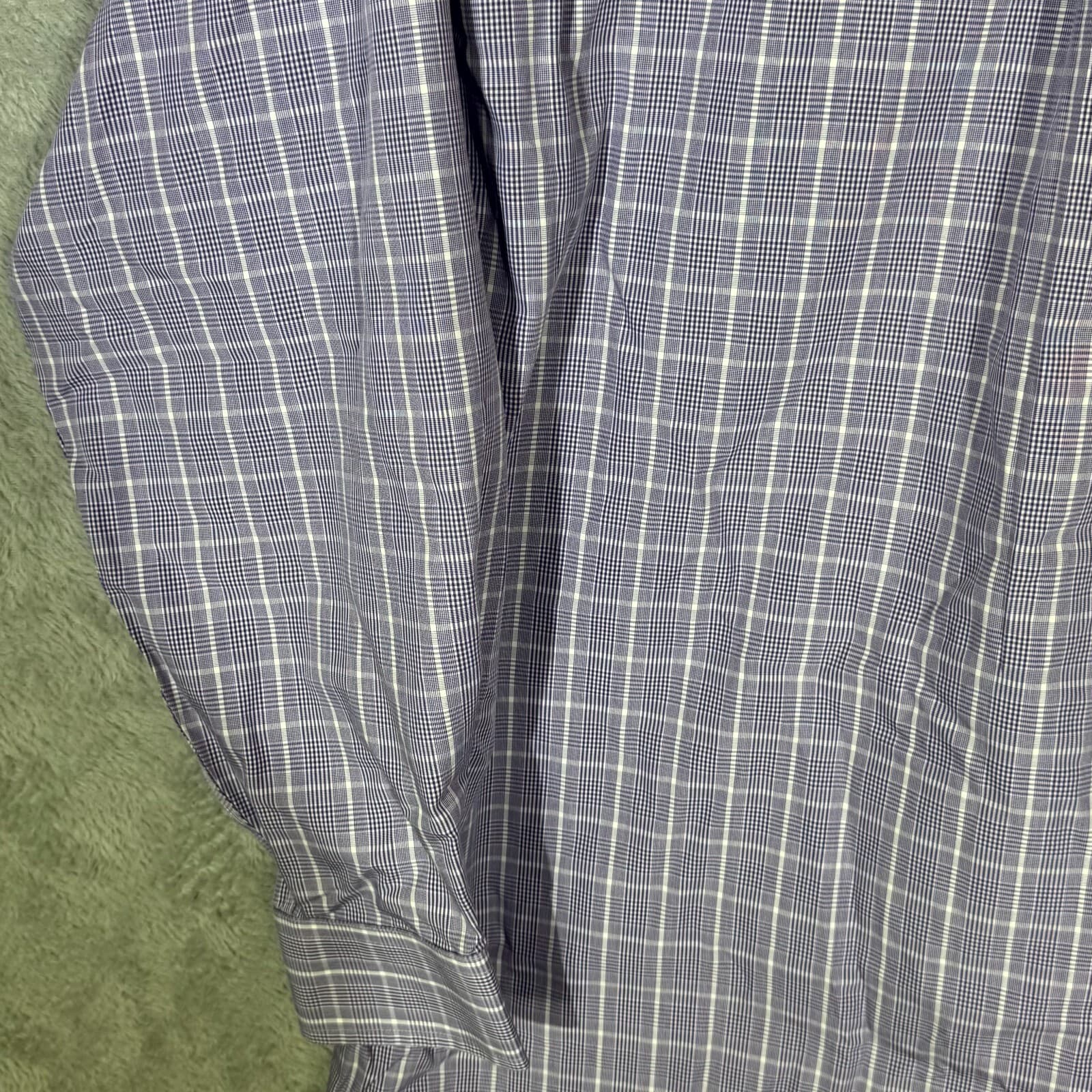 Gold Label Men’s Dress Shirt 17×35 Purple Plaid Cotton Long Sleeve Oxford - Thumbnail 8