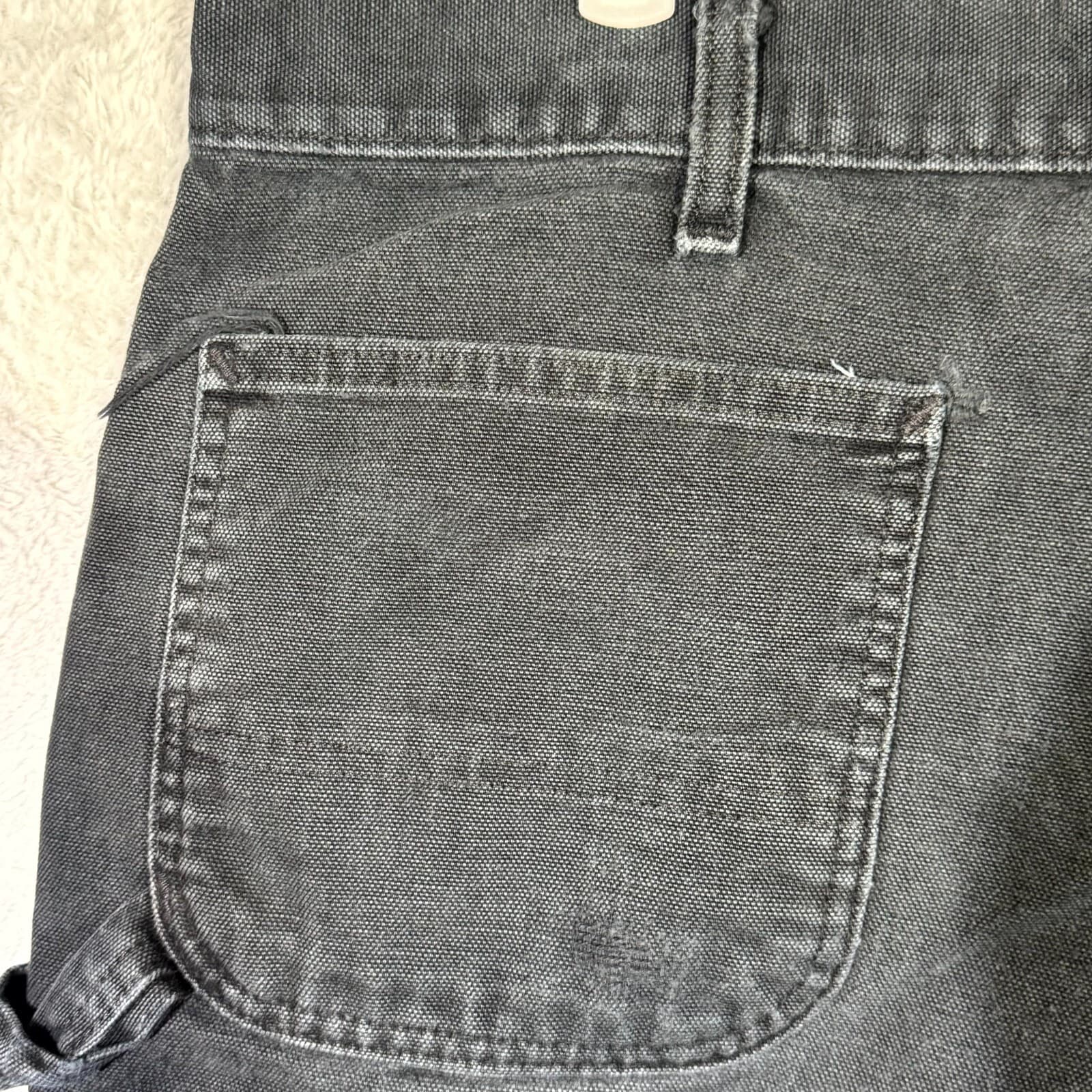 Carhartt Men’s Carpenter Jeans 42x32 Black Denim Frayed Hem Straight Leg - Thumbnail 8