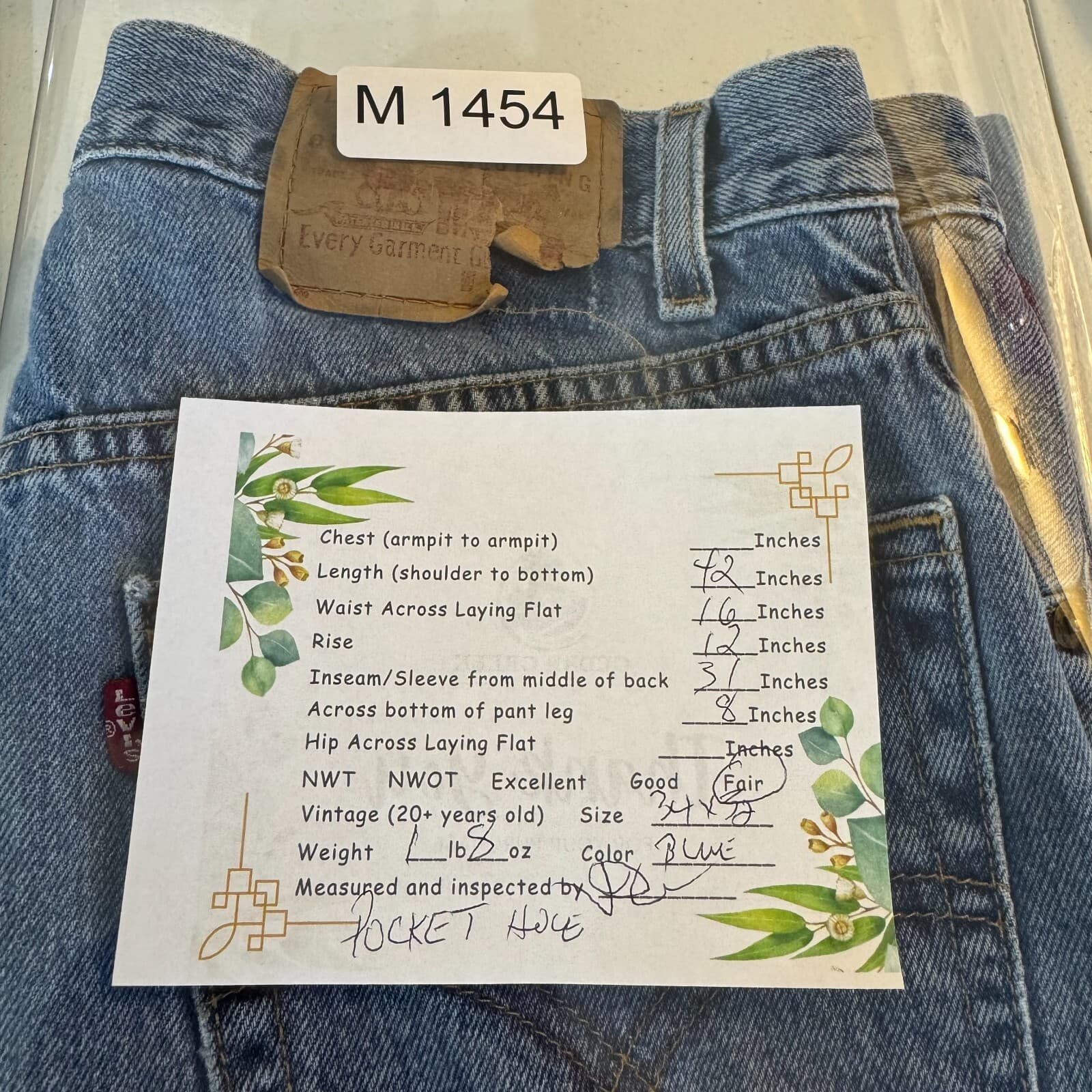 Levi’s 547 Men’s Jeans 34x32 Bootcut Mid Rise Classic Blue Denim - Thumbnail 9