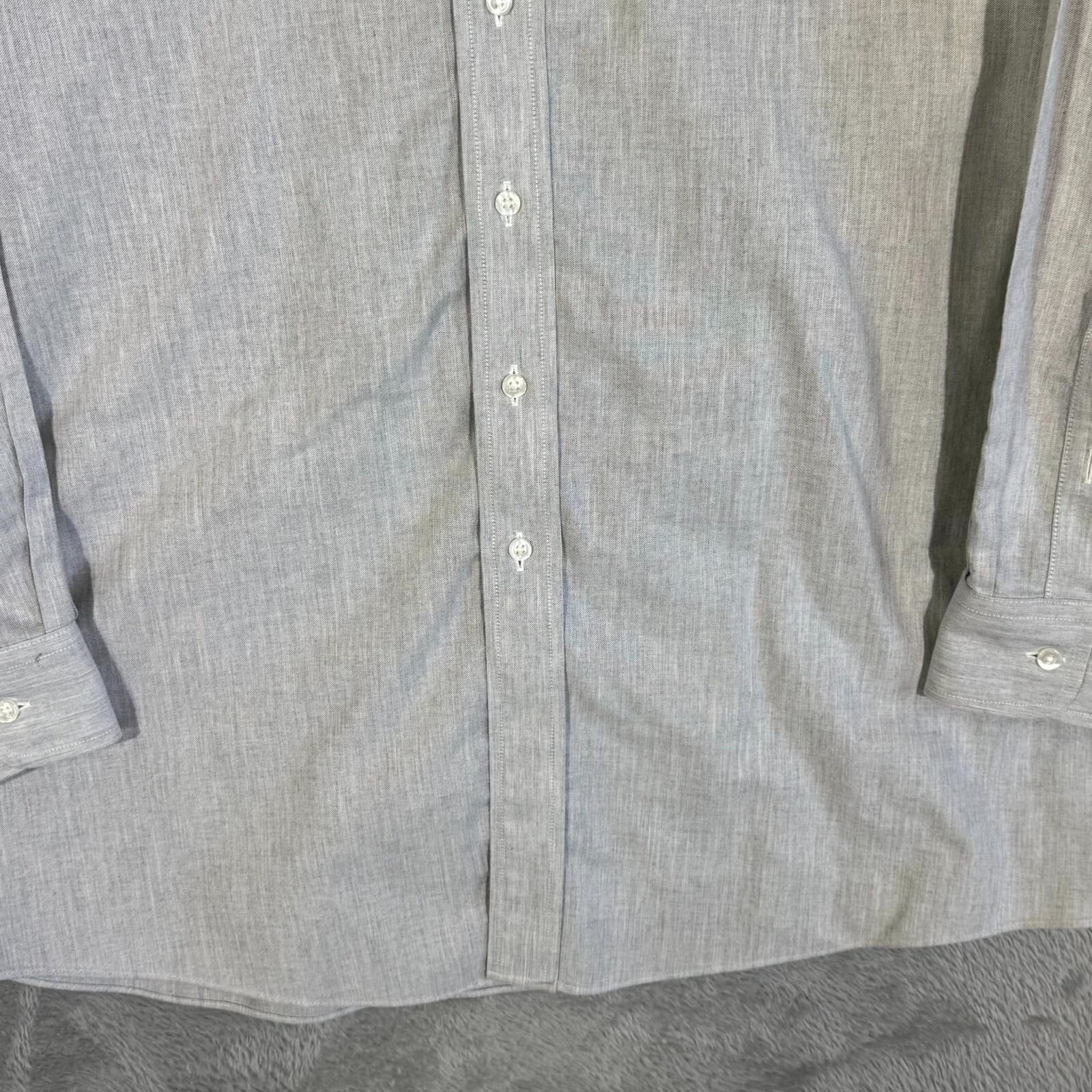 Gold Label Men’s Dress Shirt 17×35 Blue 100% Cotton Long Sleeve Formal - Thumbnail 6