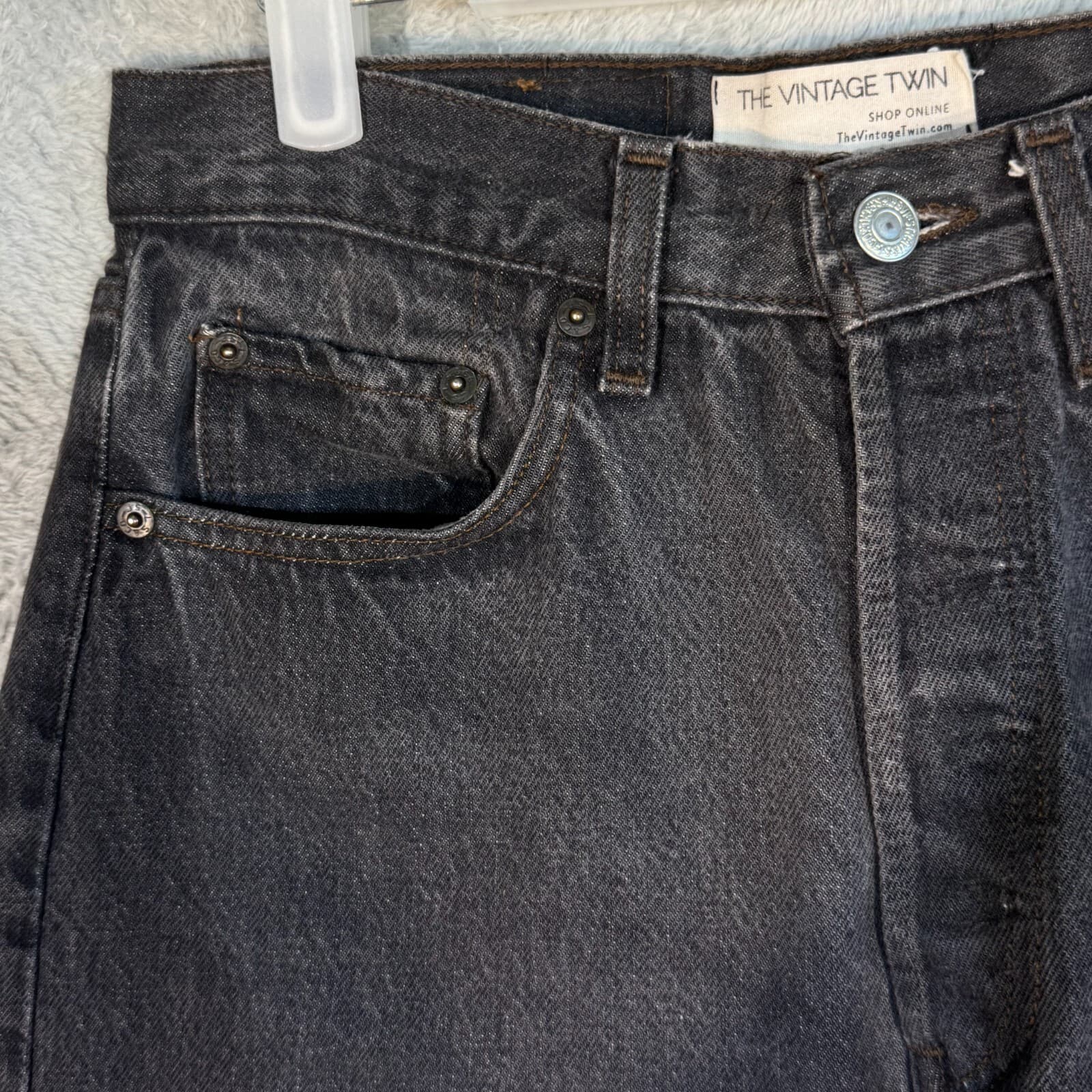 Levi’s 501 Men’s Jeans 31x30 Black Denim Button Fly Straight Leg - Thumbnail 3