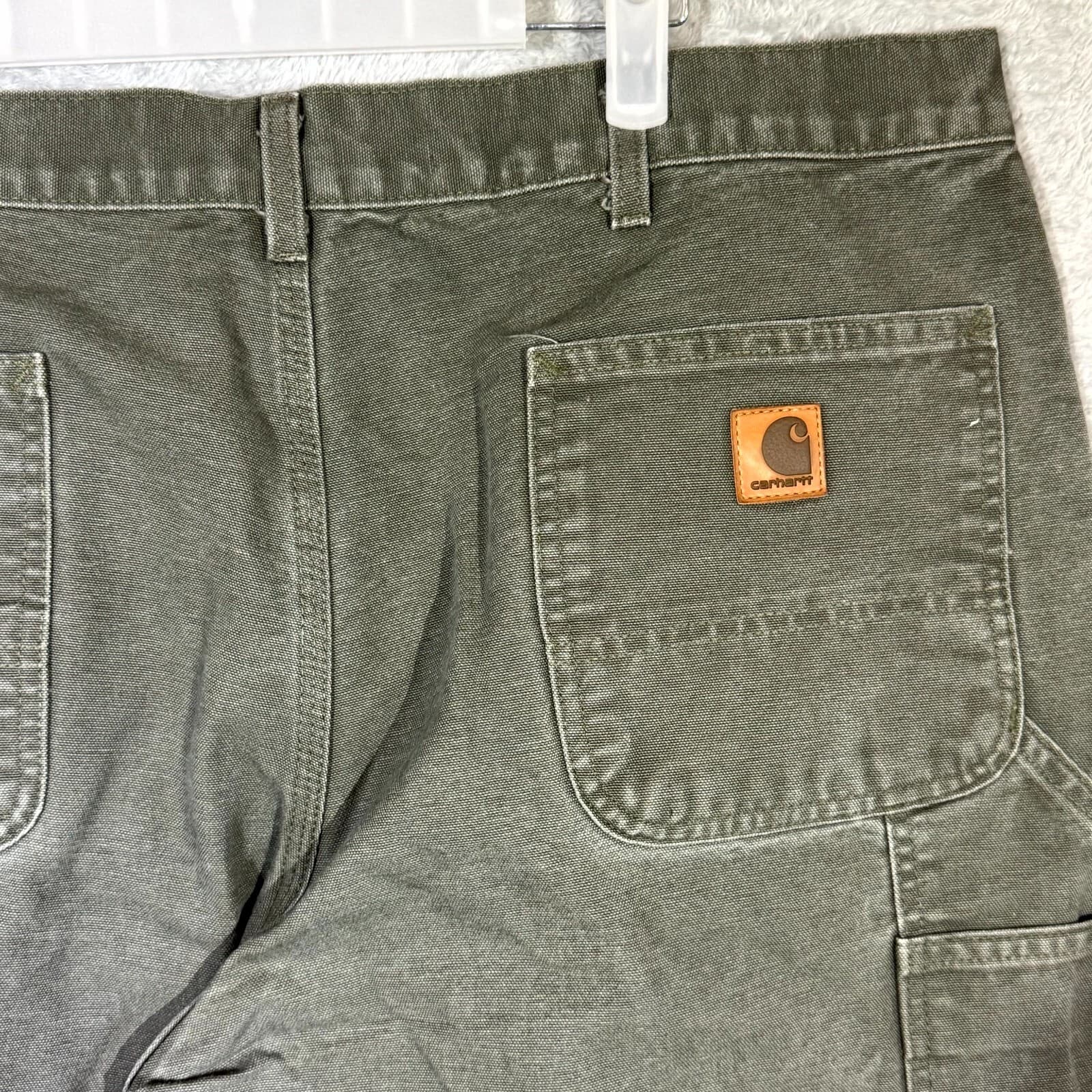 Carhartt Men’s Carpenter Jeans 40x29 Green Denim High-Rise Straight Leg Work - Thumbnail 8