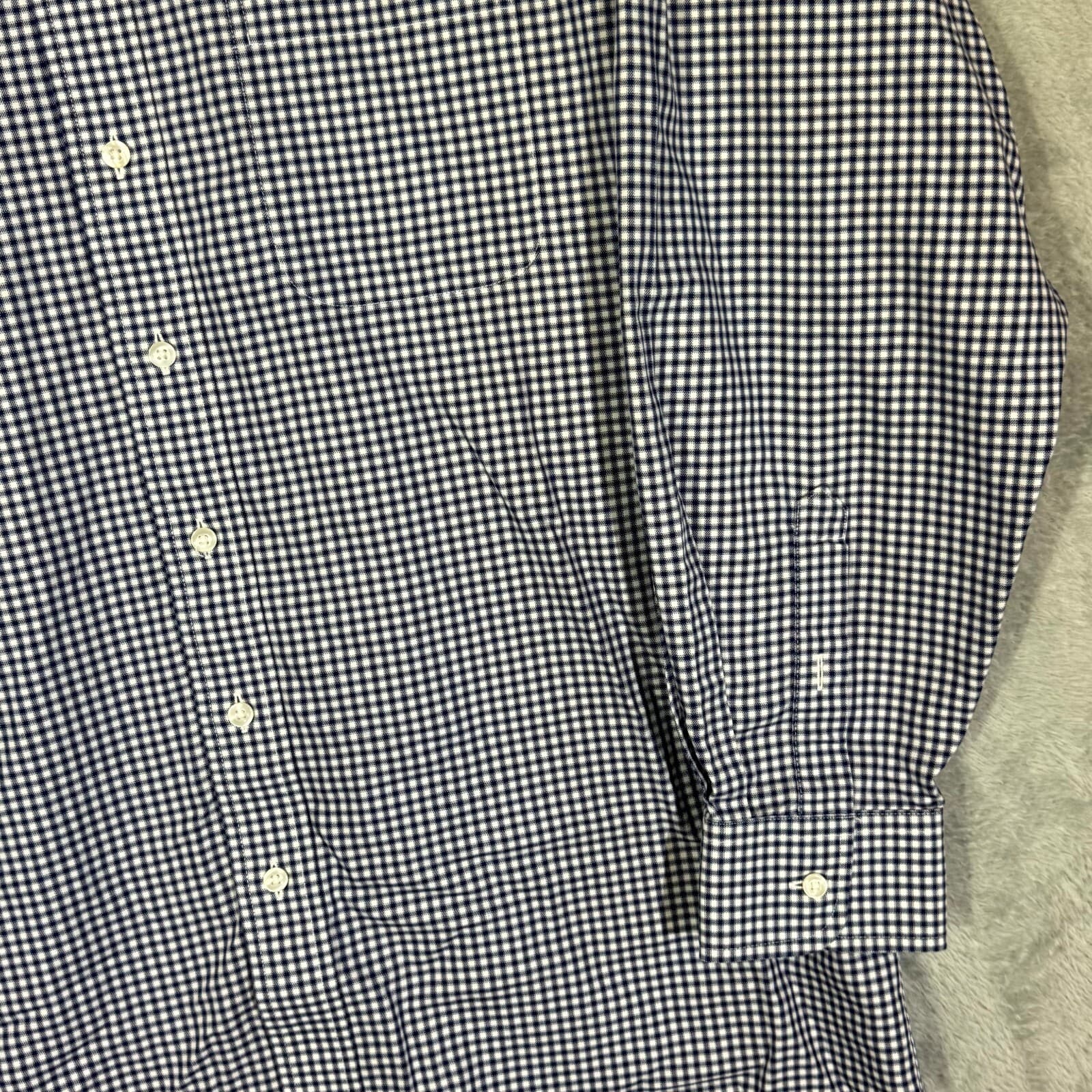 Gold Label Men’s Dress Shirt 16.5×34 Blue Check Fitted 100% Cotton Formal - Thumbnail 5