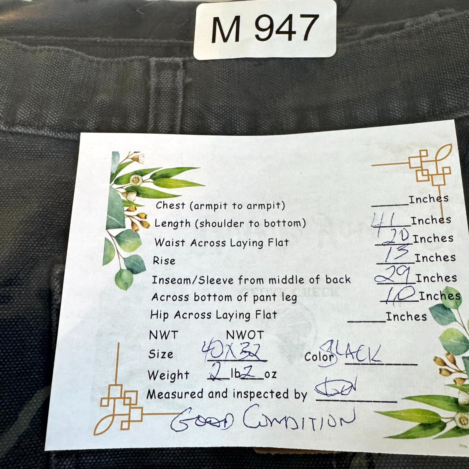 Carhartt Men’s Carpenter Jeans 42x32 Black Denim Frayed Hem Straight Leg - Thumbnail 10