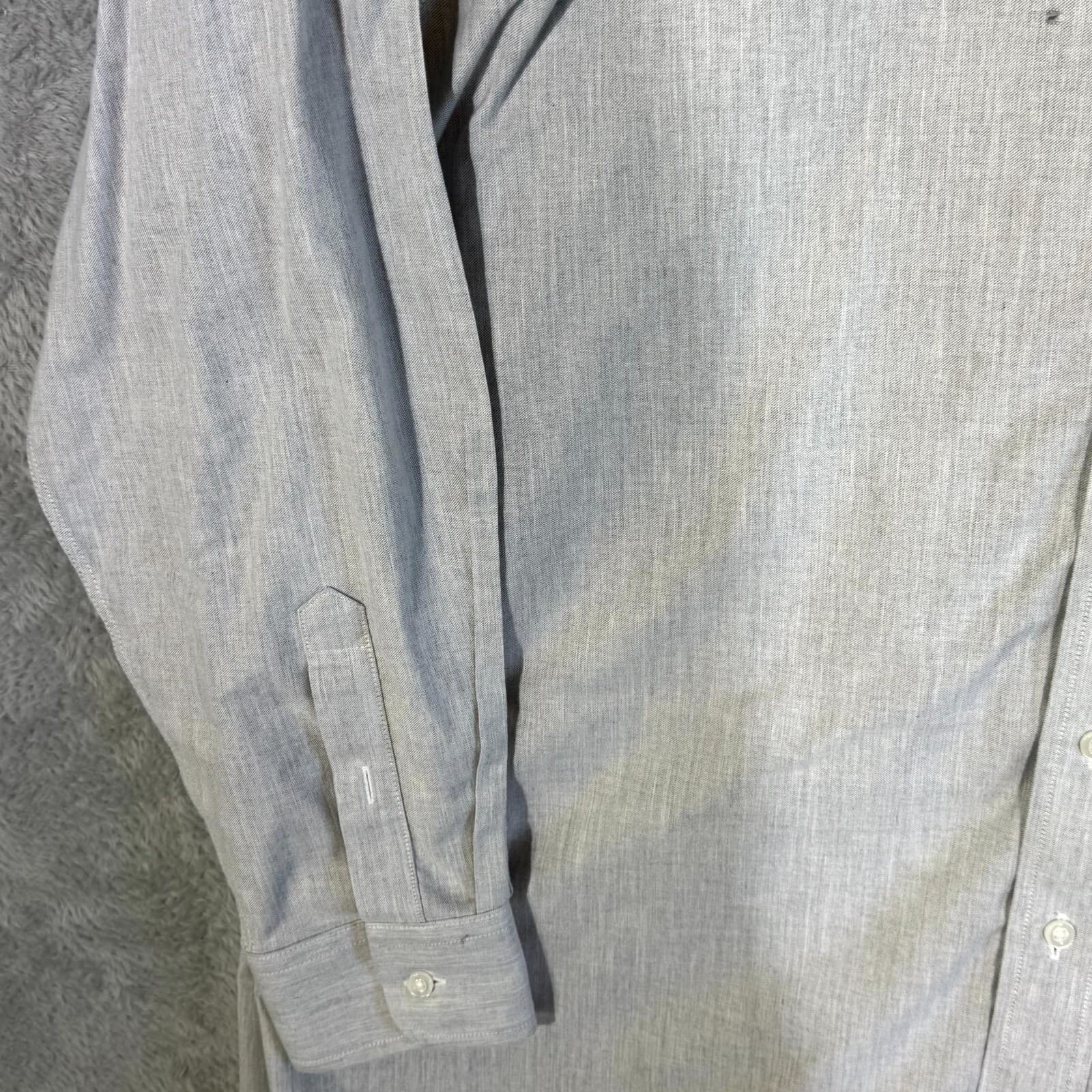 Gold Label Men’s Dress Shirt 17×35 Blue 100% Cotton Long Sleeve Formal - Thumbnail 3