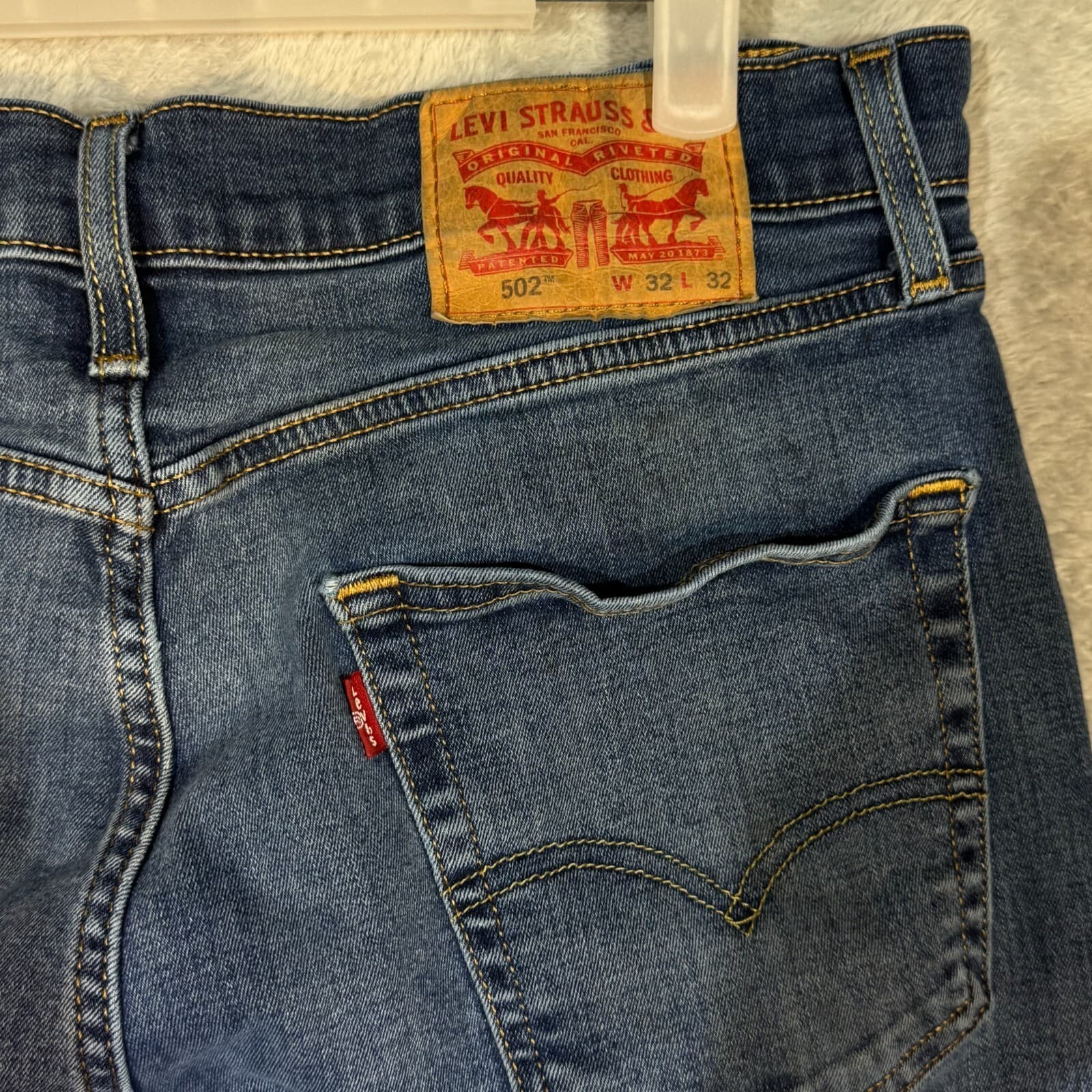 Levi’s 502 Men’s Jeans 32x32 Blue Denim Stretch Mid-Rise Straight Leg - Thumbnail 11