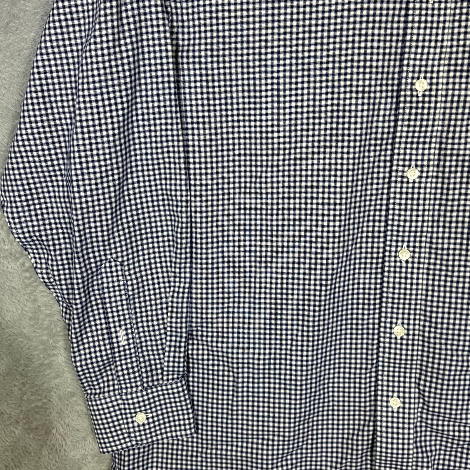 Gold Label Men’s Dress Shirt 16.5×34 Blue Check Fitted 100% Cotton Formal - Thumbnail 3