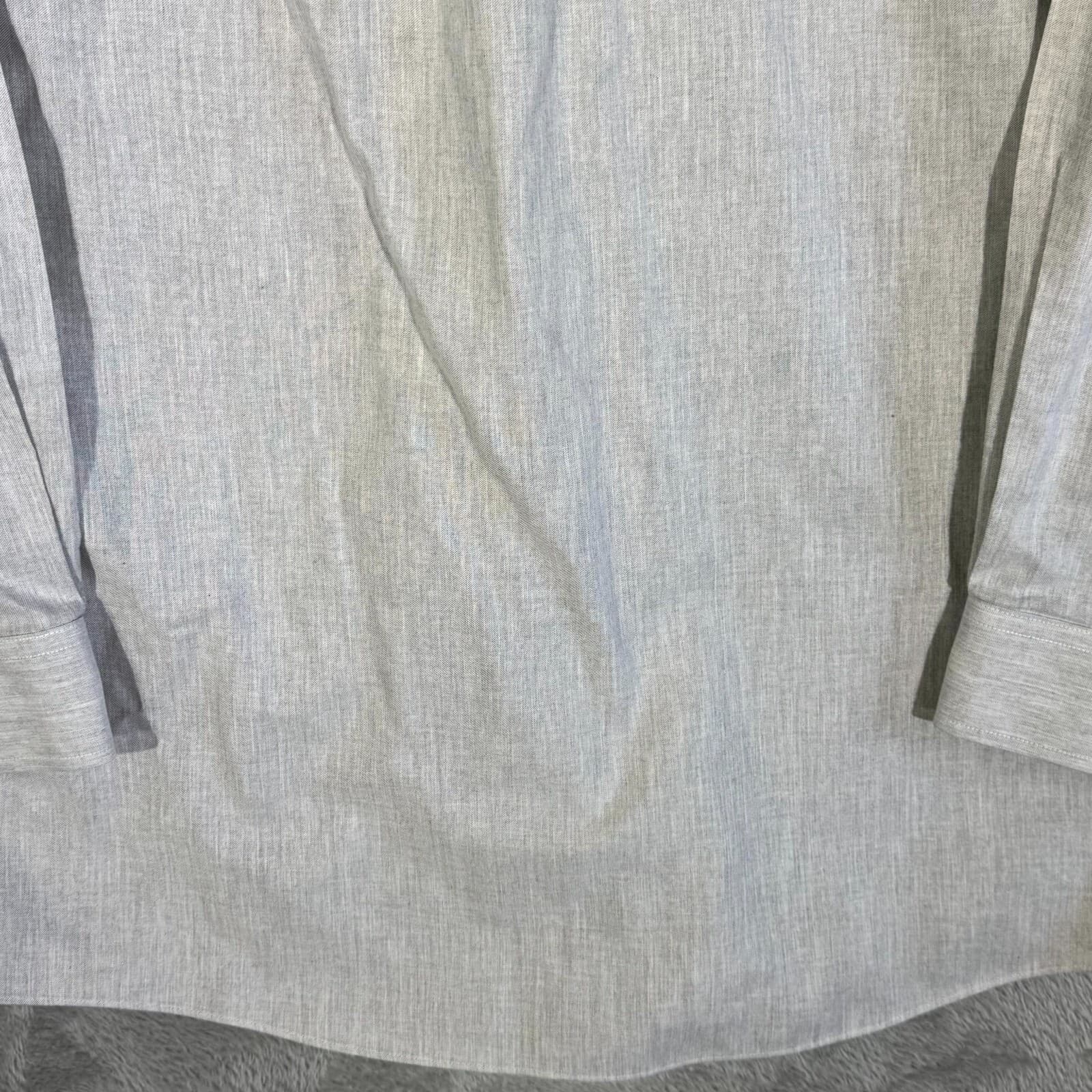 Gold Label Men’s Dress Shirt 17×35 Blue 100% Cotton Long Sleeve Formal - Thumbnail 14