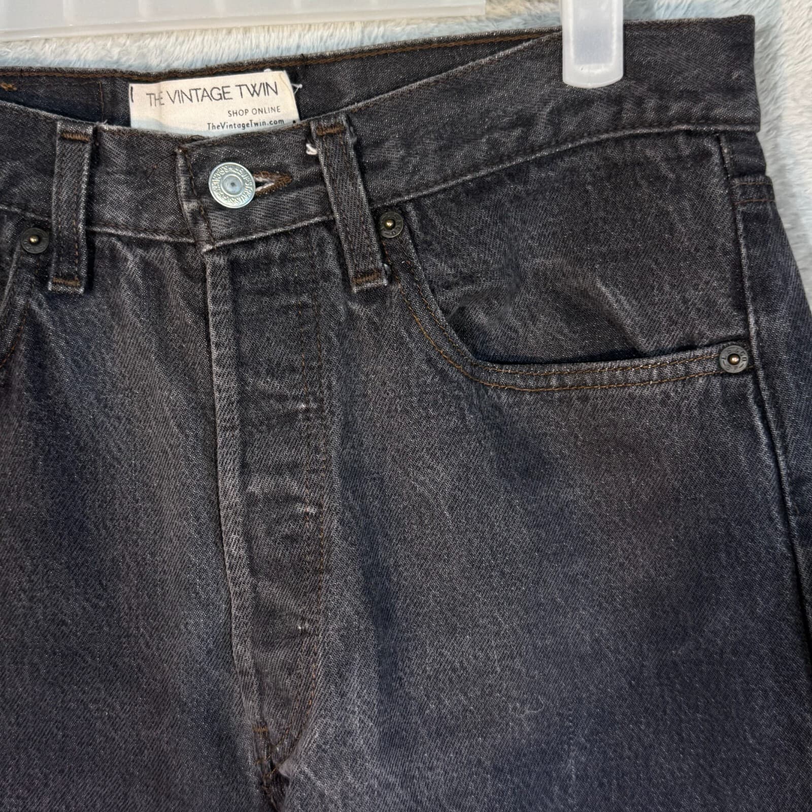 Levi’s 501 Men’s Jeans 31x30 Black Denim Button Fly Straight Leg - Thumbnail 4