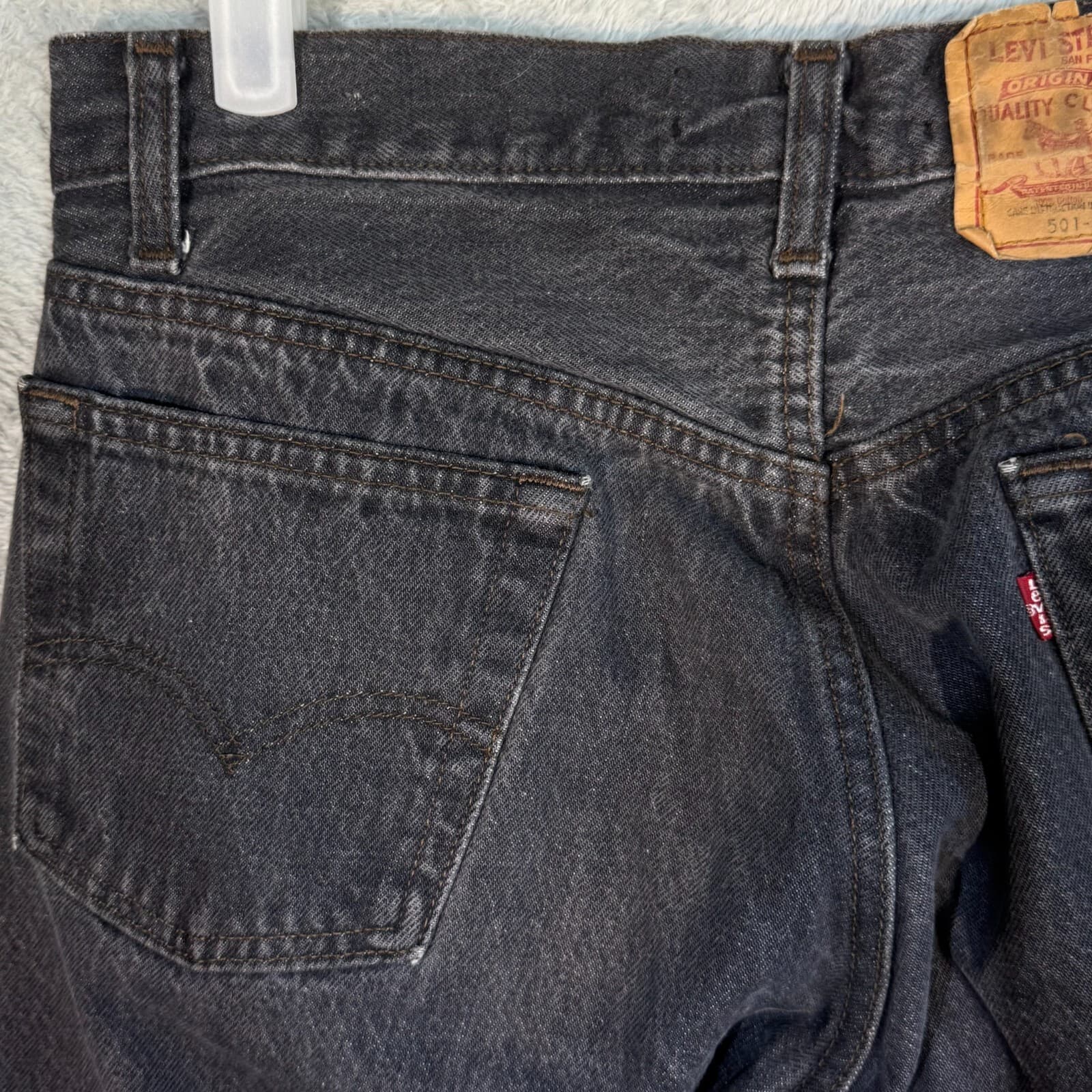 Levi’s 501 Men’s Jeans 31x30 Black Denim Button Fly Straight Leg - Thumbnail 6