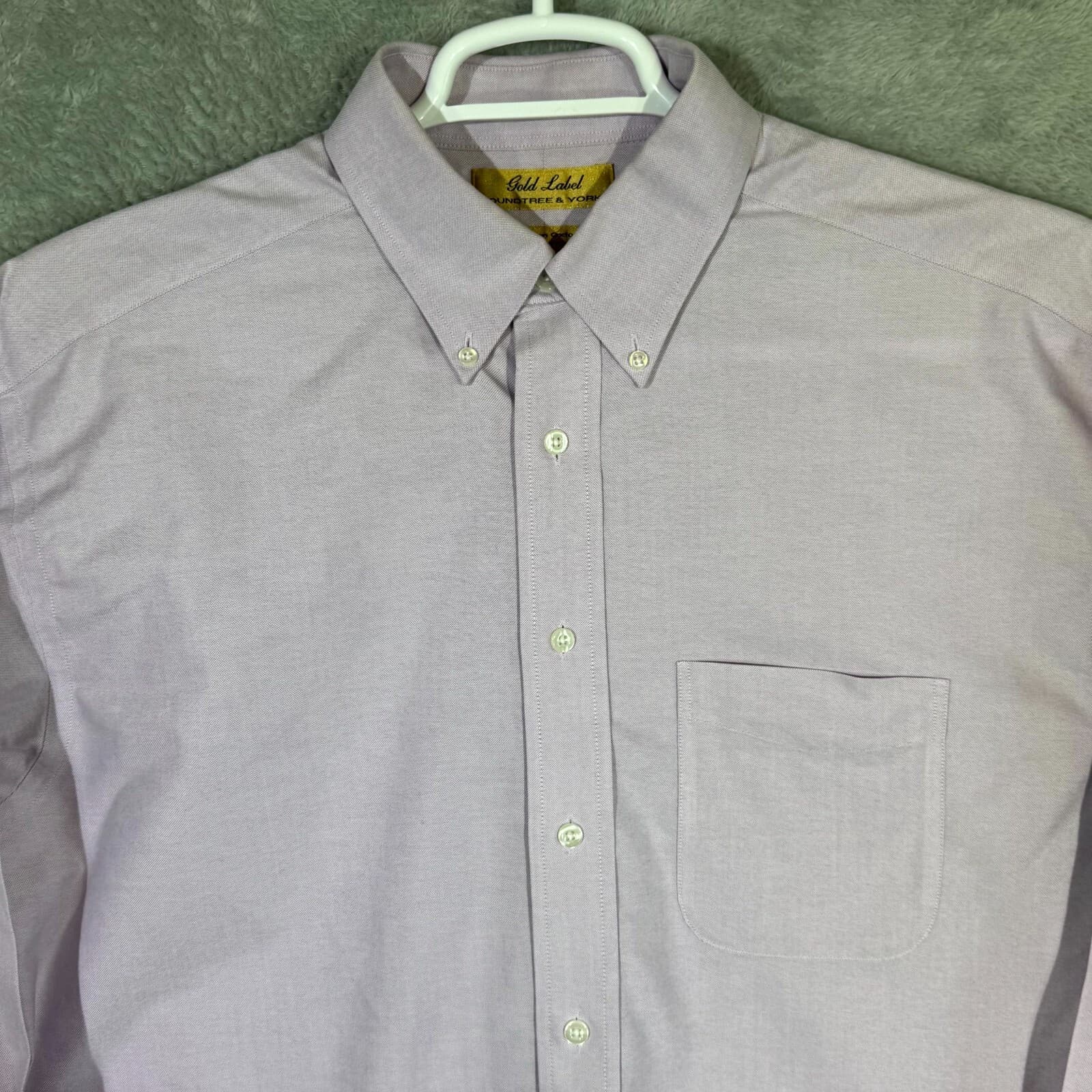 Gold Label Men’s Dress Shirt 16×34 Light Purple 100% Cotton Long Sleeve Formal - Thumbnail 4