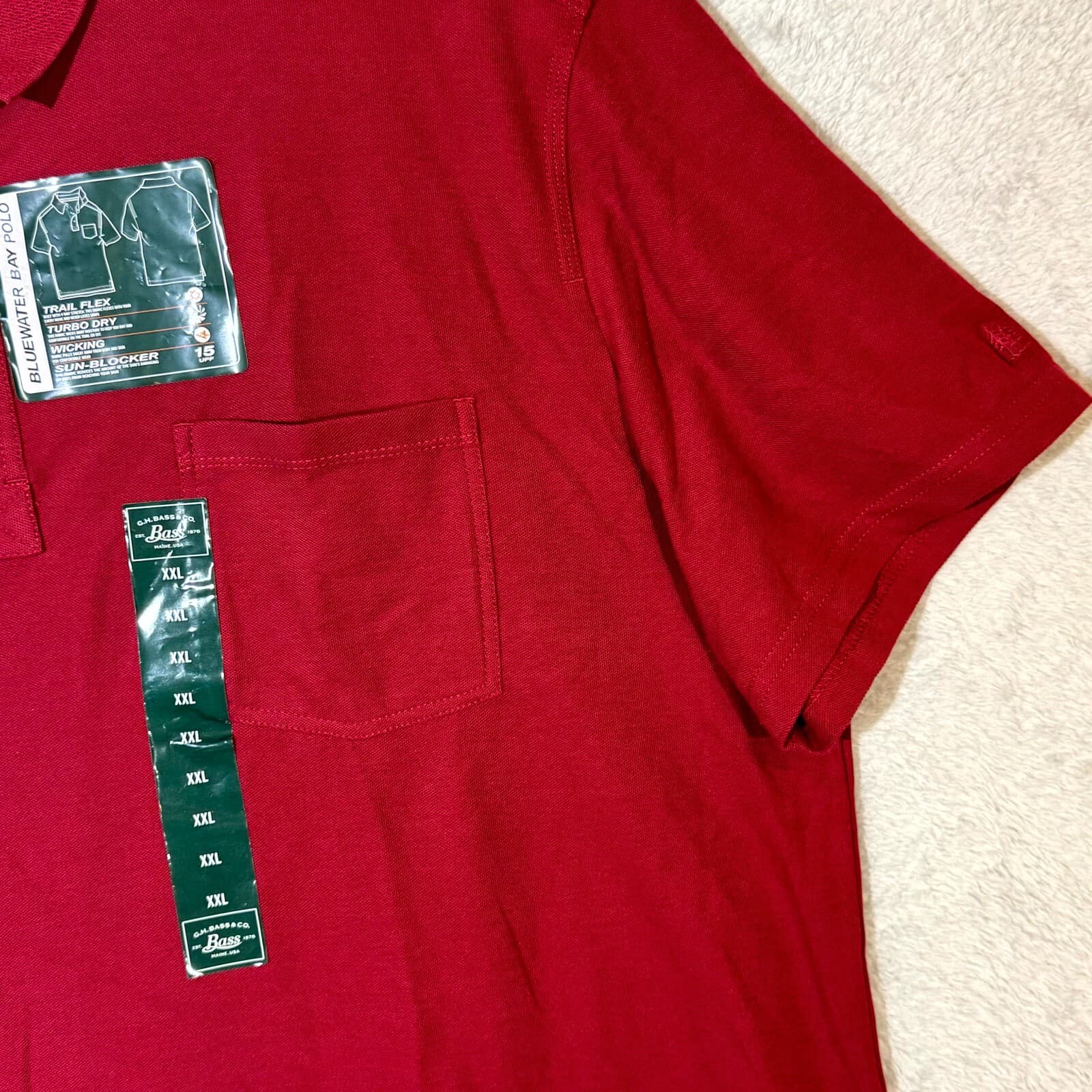 G.H. Bass & Co. Men’s Bluewater Bay Polo Shirt 2XL Red Cotton Short Sleeve New - Thumbnail 5