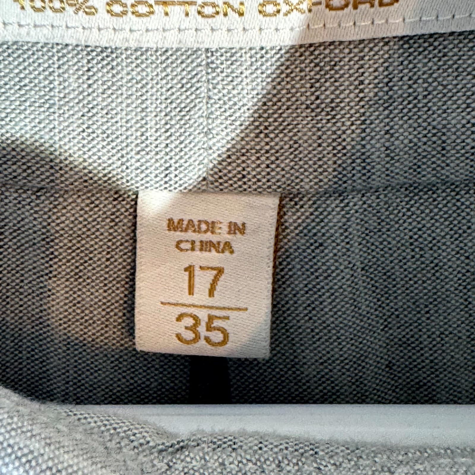 Gold Label Men’s Dress Shirt 17×35 Blue 100% Cotton Long Sleeve Formal - Thumbnail 10