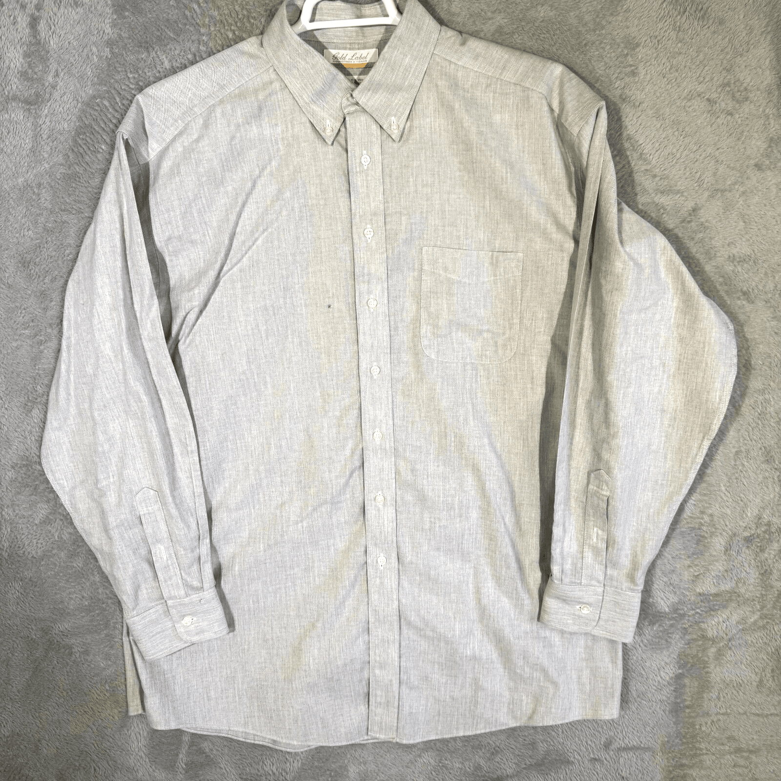 Gold Label Men’s Dress Shirt 17×35 Blue 100% Cotton Long Sleeve Formal - Image 1