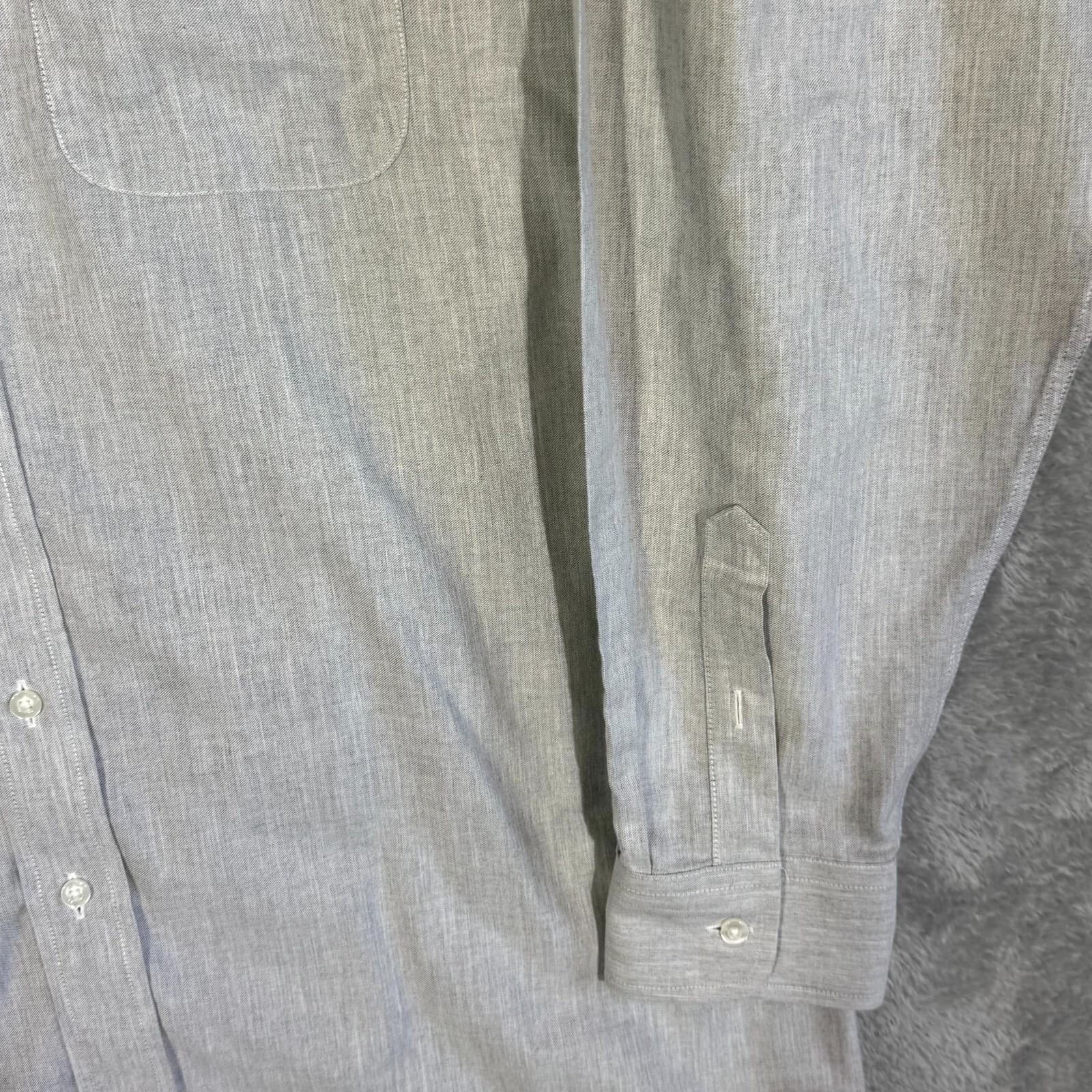 Gold Label Men’s Dress Shirt 17×35 Blue 100% Cotton Long Sleeve Formal - Thumbnail 5