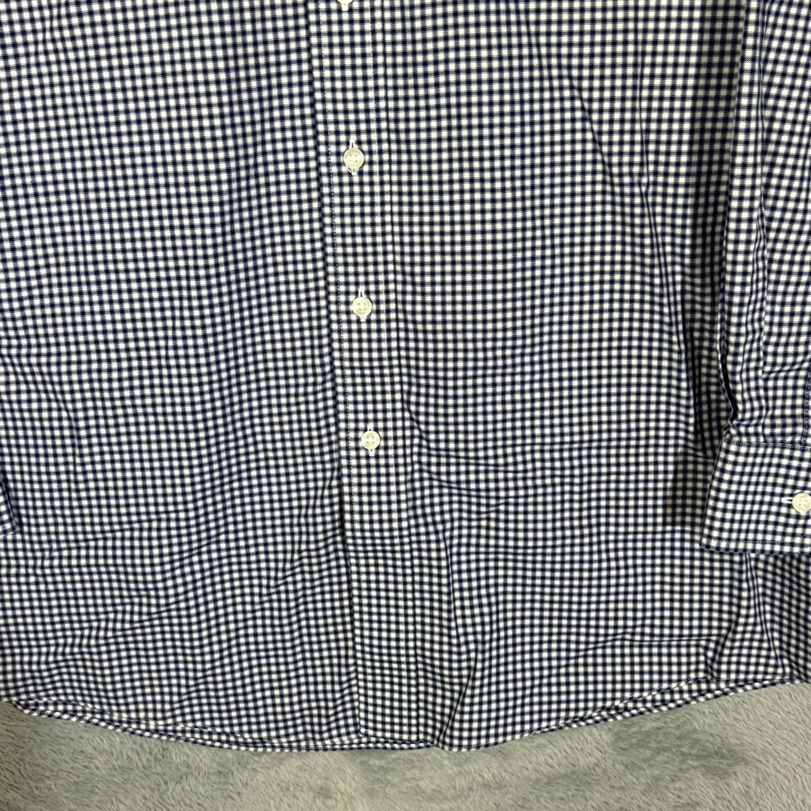 Gold Label Men’s Dress Shirt 16.5×34 Blue Check Fitted 100% Cotton Formal - Thumbnail 6