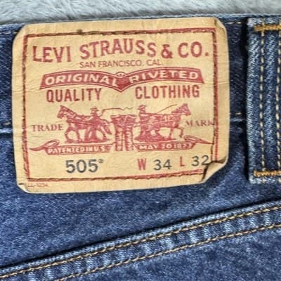 Vintage Levis 505 Jeans Mens 34x32 Blue Regular Fit Straight Leg Denim - Thumbnail 3
