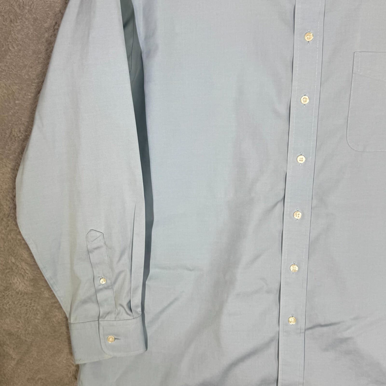 Gold Label Men’s Dress Shirt 17.5×35 Blue Cotton Fitted Long Sleeve Formal - Thumbnail 3