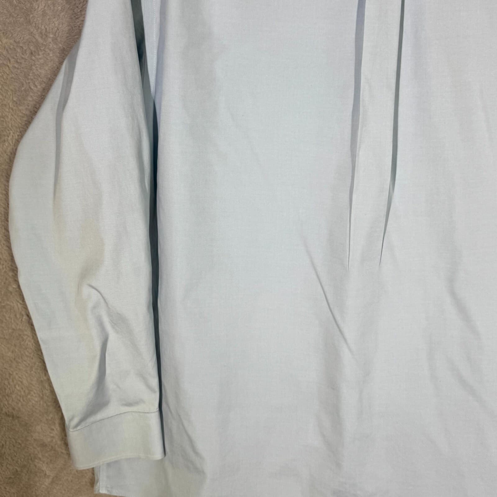 Gold Label Men’s Dress Shirt 17.5×35 Blue Cotton Fitted Long Sleeve Formal - Thumbnail 10