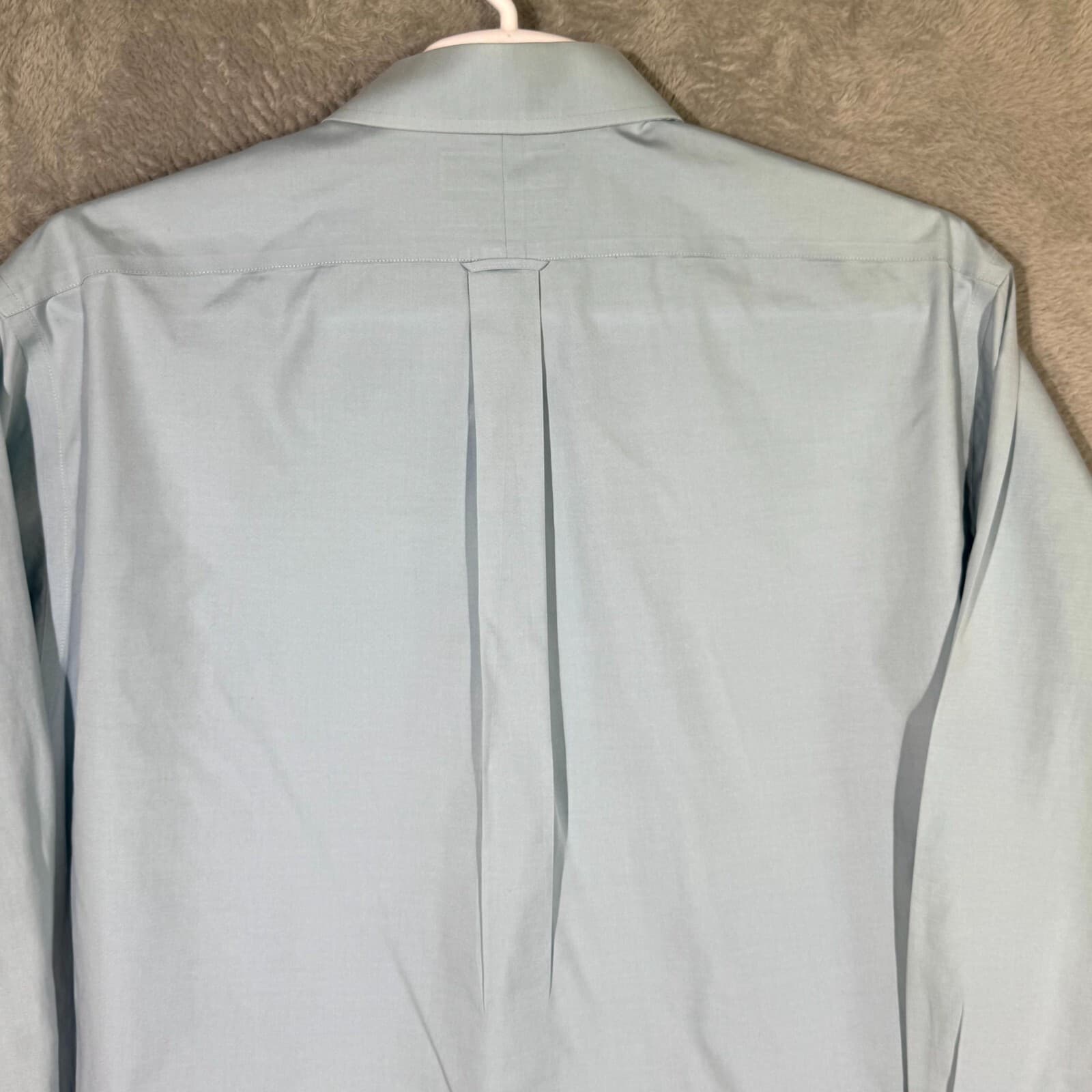 Gold Label Men’s Dress Shirt 17.5×35 Blue Cotton Fitted Long Sleeve Formal - Thumbnail 11