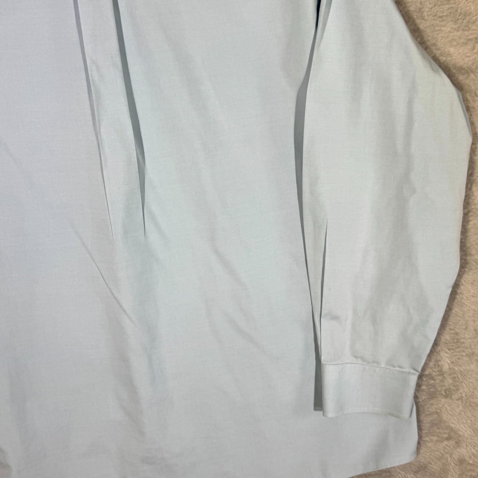 Gold Label Men’s Dress Shirt 17.5×35 Blue Cotton Fitted Long Sleeve Formal - Thumbnail 12