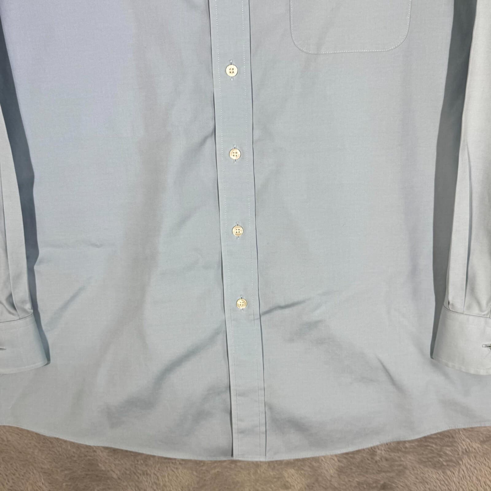 Gold Label Men’s Dress Shirt 17.5×35 Blue Cotton Fitted Long Sleeve Formal - Thumbnail 6