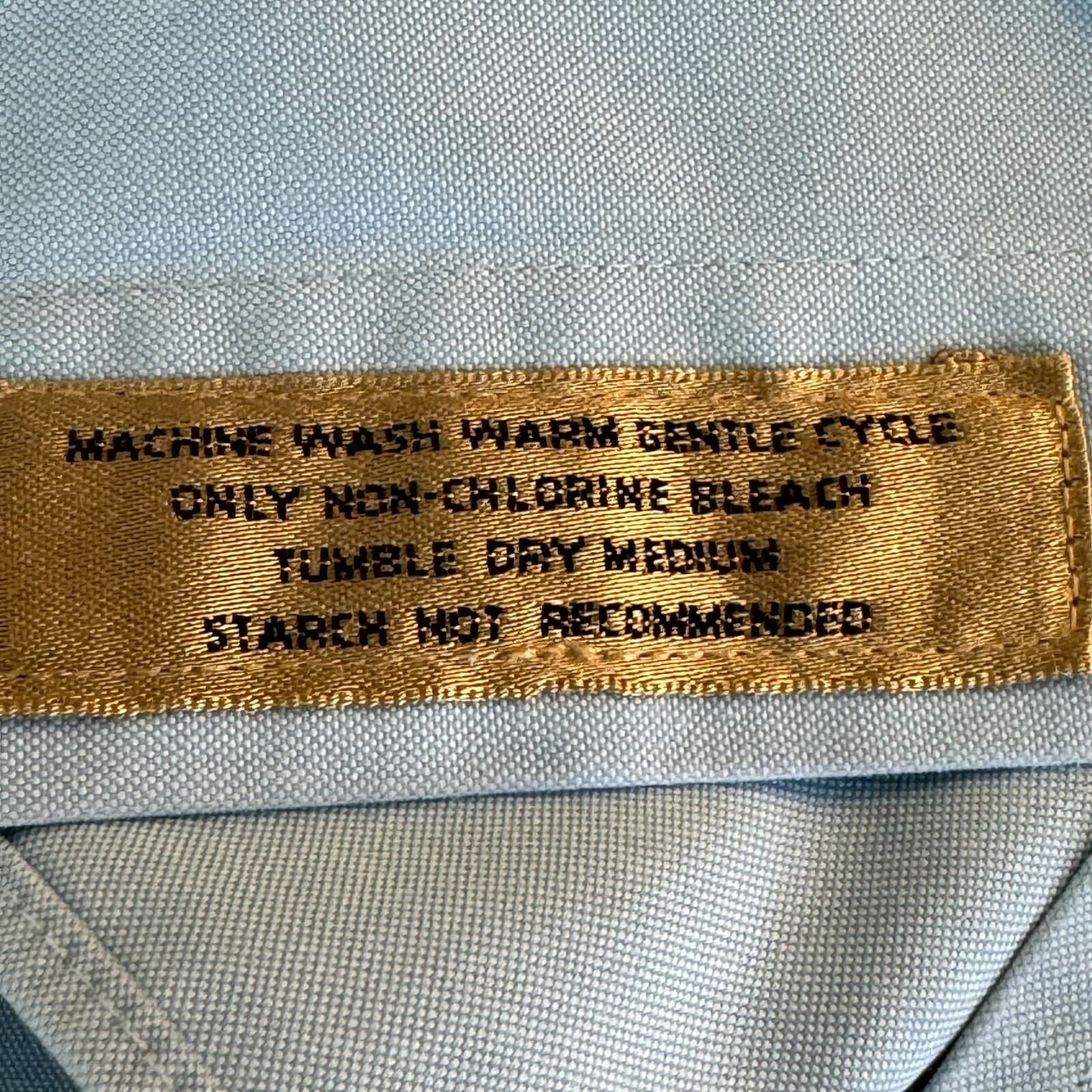 Gold Label Men’s Dress Shirt 17.5×35 Blue Cotton Fitted Long Sleeve Formal - Thumbnail 14