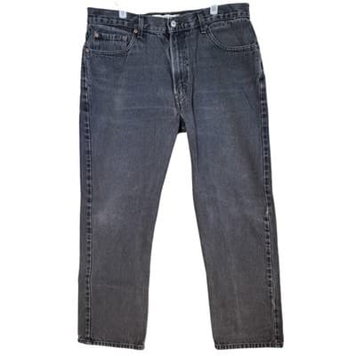 Levis 505 Jeans Mens 38x32 Black Regular Fit Denim Straight Leg 100% Cotton - Image 1