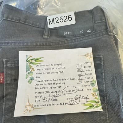 Levis 541 Jeans Mens 40x32 Gray Athletic Tapered Stretch Pants Classic 541 Fit - Thumbnail 8