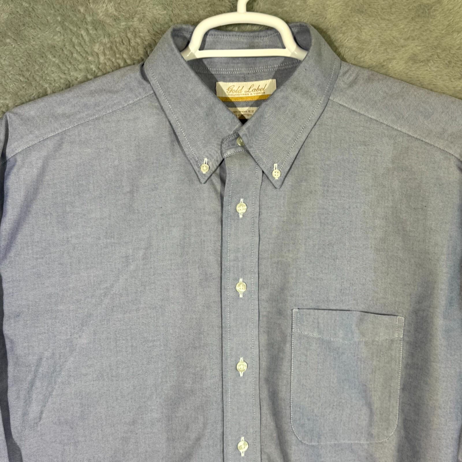 Gold Label Men’s Dress Shirt 17.5×35 Purple Cotton Long Sleeve Formal - Thumbnail 4