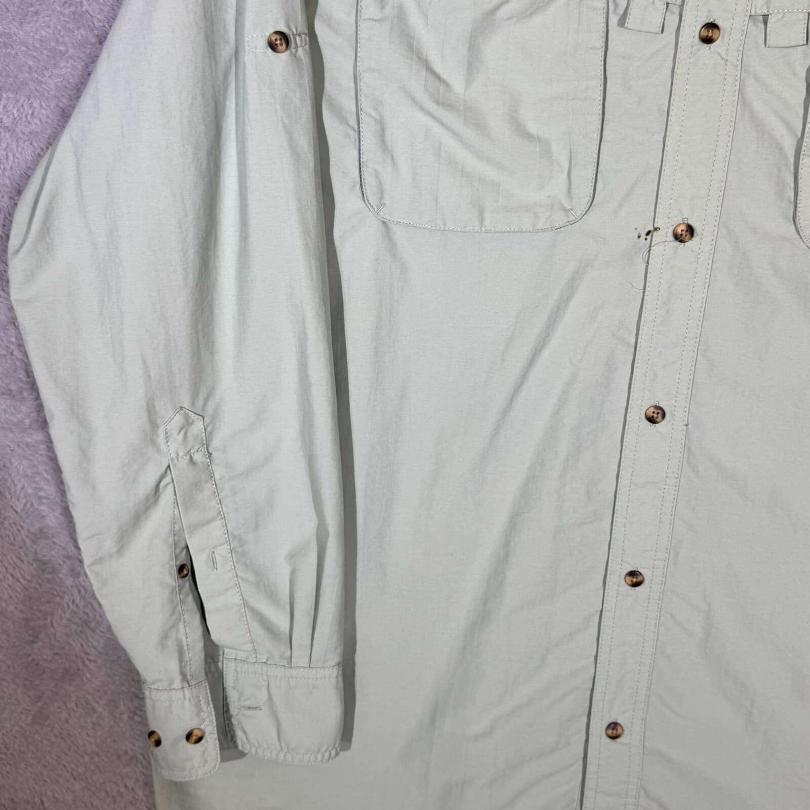 L.L.Bean Men’s Shirt XL Green Nylon Mesh Lined Long Sleeve Button-Down - Thumbnail 3