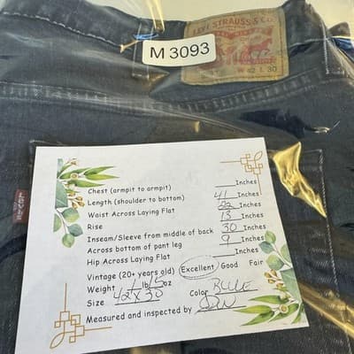 Levis 559 Jeans Mens 42x30 Dark Wash Blue Relaxed Straight Fit Denim Stretch - Thumbnail 9