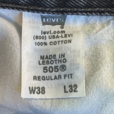 Levis 505 Jeans Mens 38x32 Black Regular Fit Denim Straight Leg 100% Cotton - Thumbnail 4