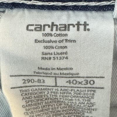 Carhartt FR Jeans Mens 40x30 Blue Flame Resistant Denim Work Carpenter Pants - Thumbnail 6