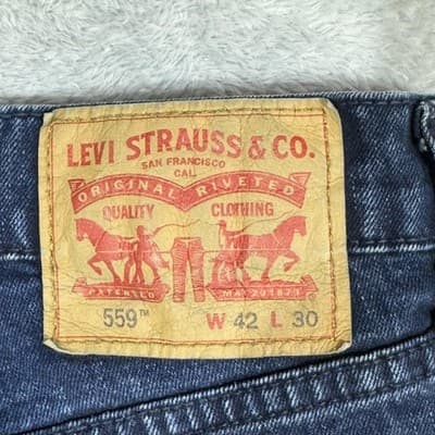 Levis 559 Jeans Mens 42x30 Dark Wash Blue Relaxed Straight Fit Denim Stretch - Thumbnail 3