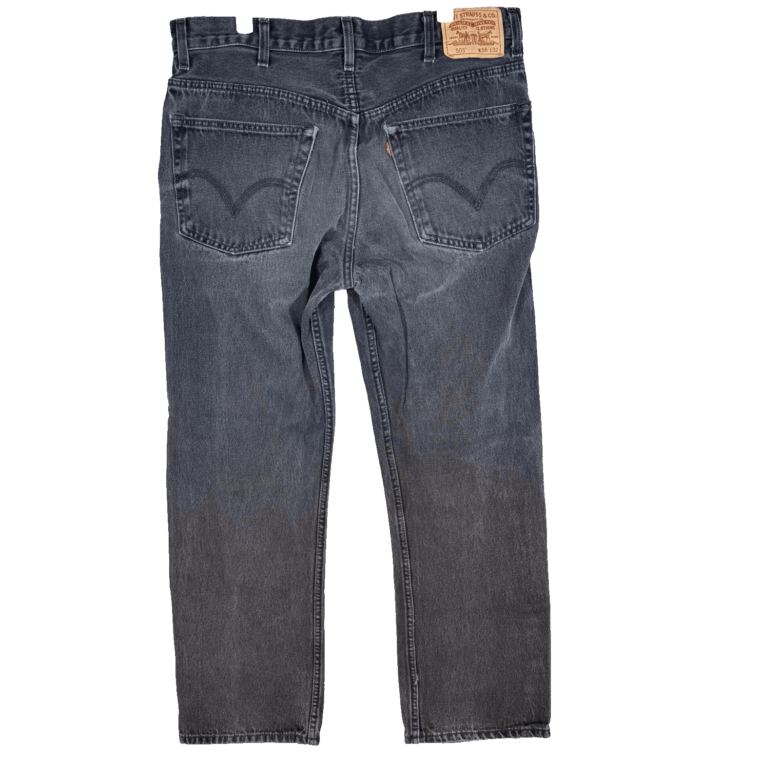 Levis 505 Jeans Mens 38x32 Black Regular Fit Denim Straight Leg 100% Cotton - Thumbnail 2