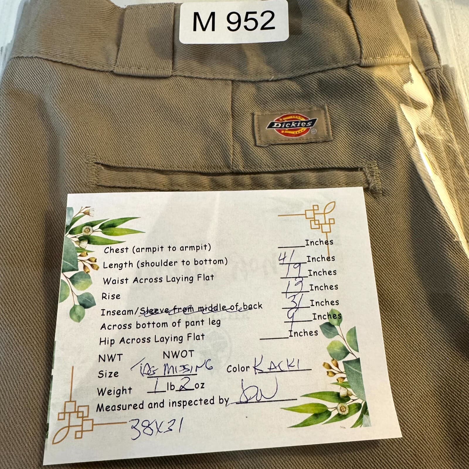 Dickies 874 Men’s Pants 38x31 Khaki Flex Original Fit High-Rise Straight Leg - Thumbnail 9